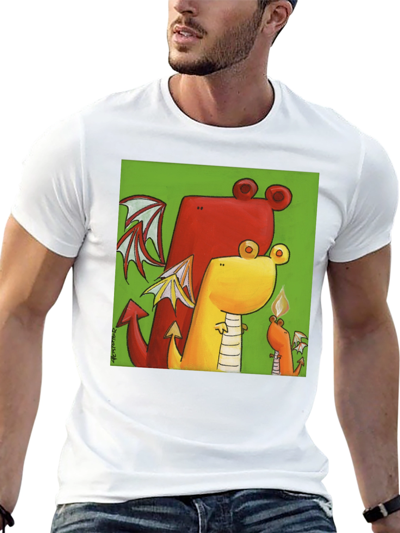 Cartoon Dragon Graphic T-Shirt