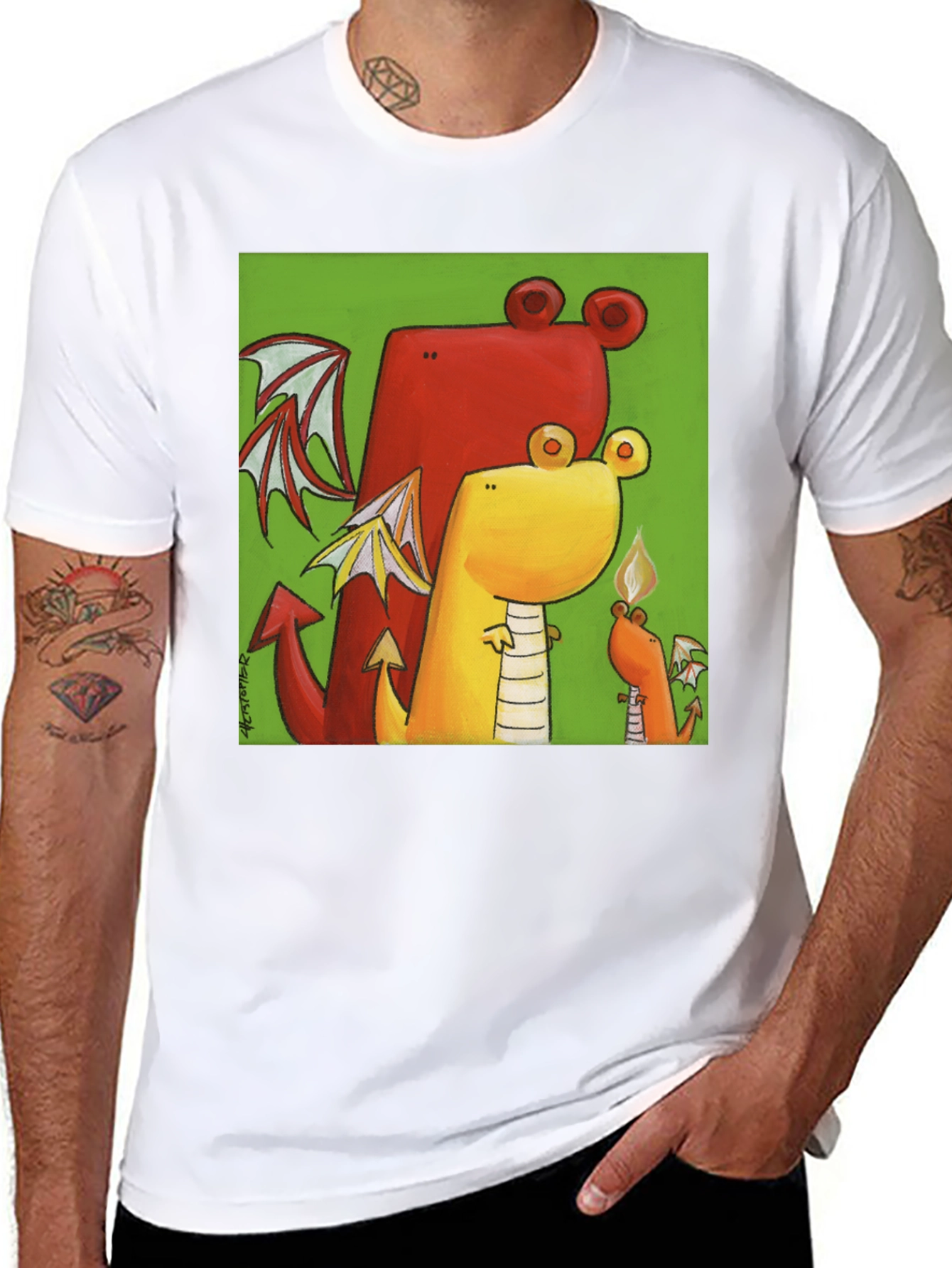 Cartoon Dragon Graphic T-Shirt