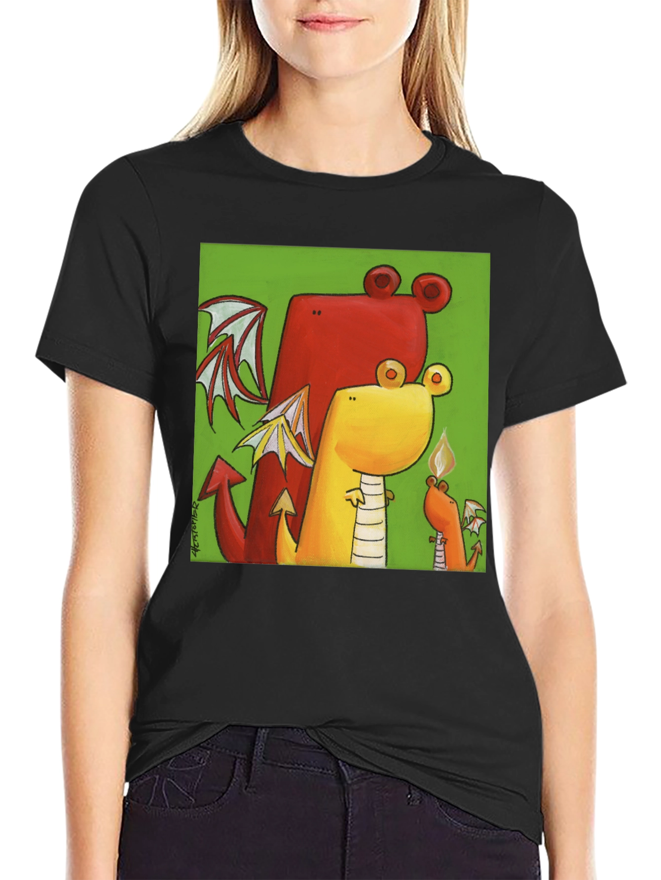 Cartoon Dragon Graphic T-Shirt
