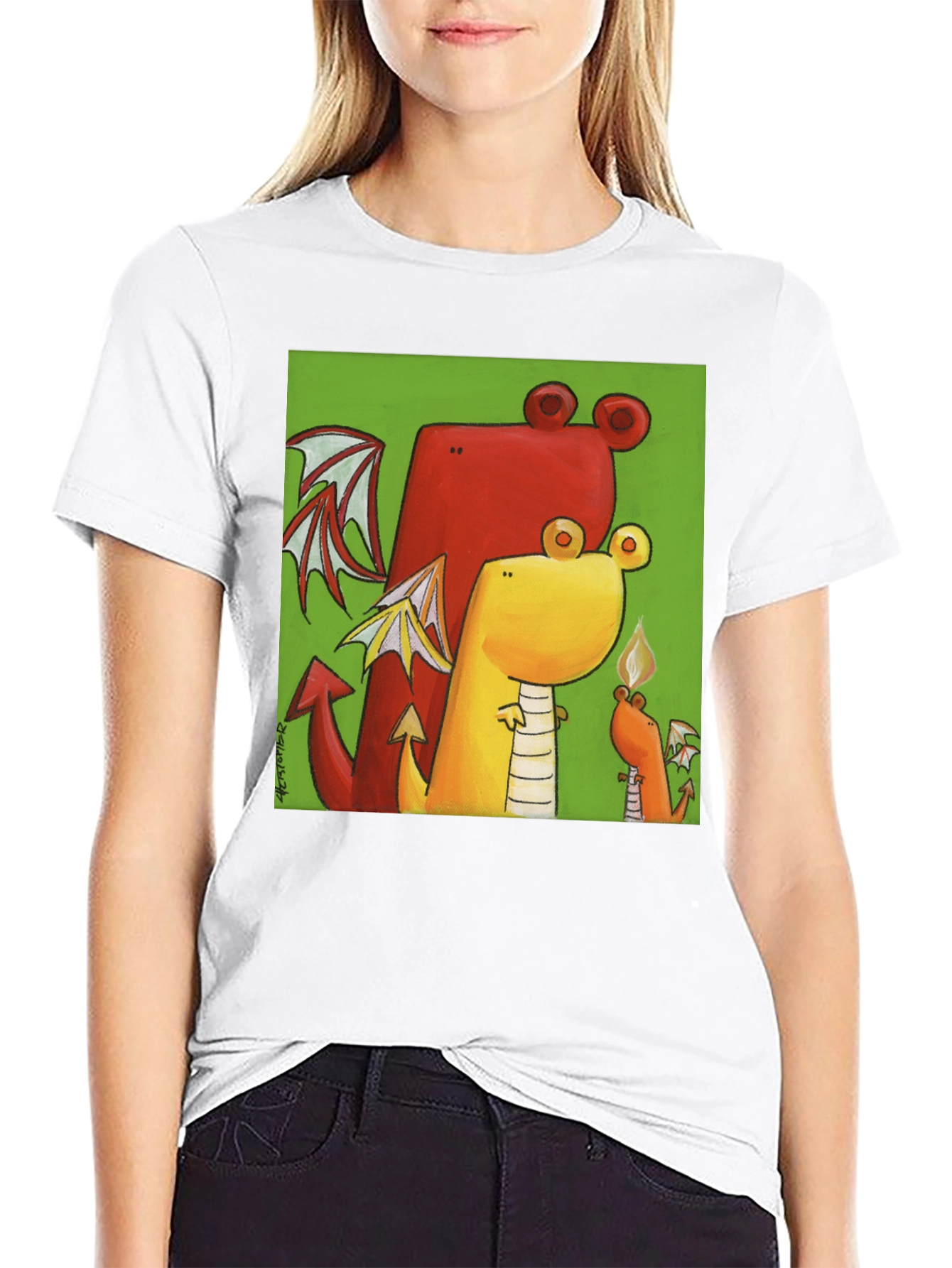 Cartoon Dragon Graphic T-Shirt