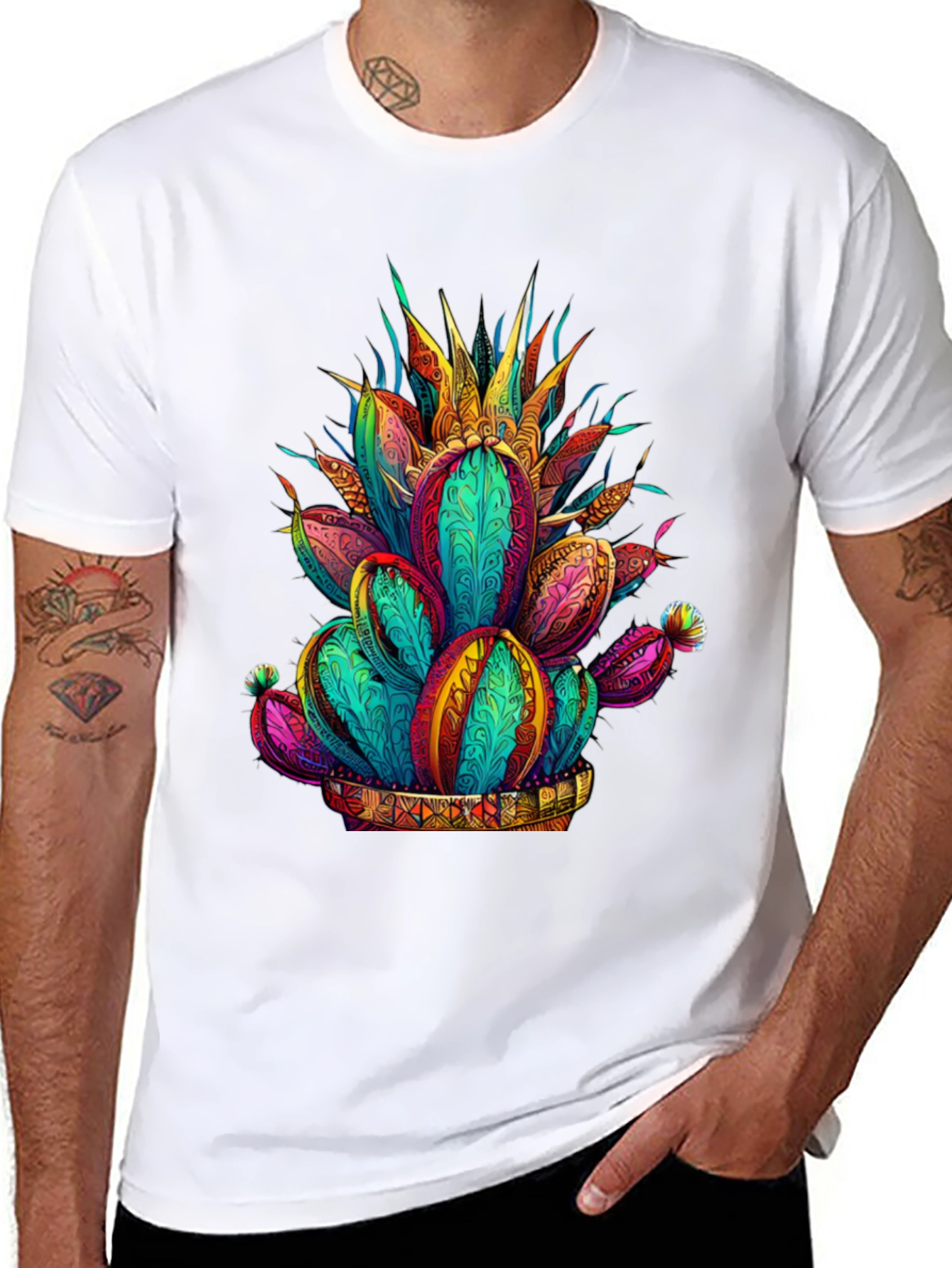 Vibrant Cactus Graphic Tee - Stylish Desert Design