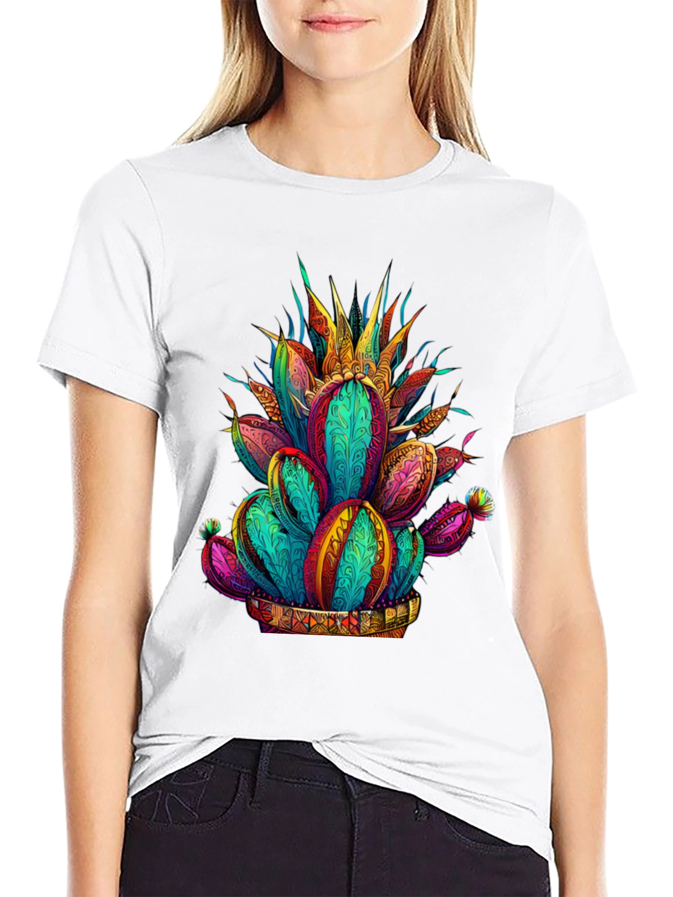 Vibrant Cactus Graphic Tee - Stylish Desert Design