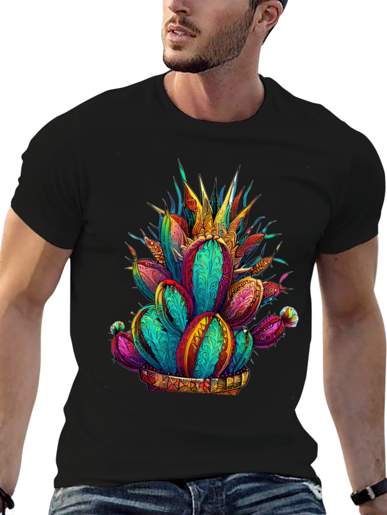 Vibrant Cactus Graphic Tee - Stylish Desert Design