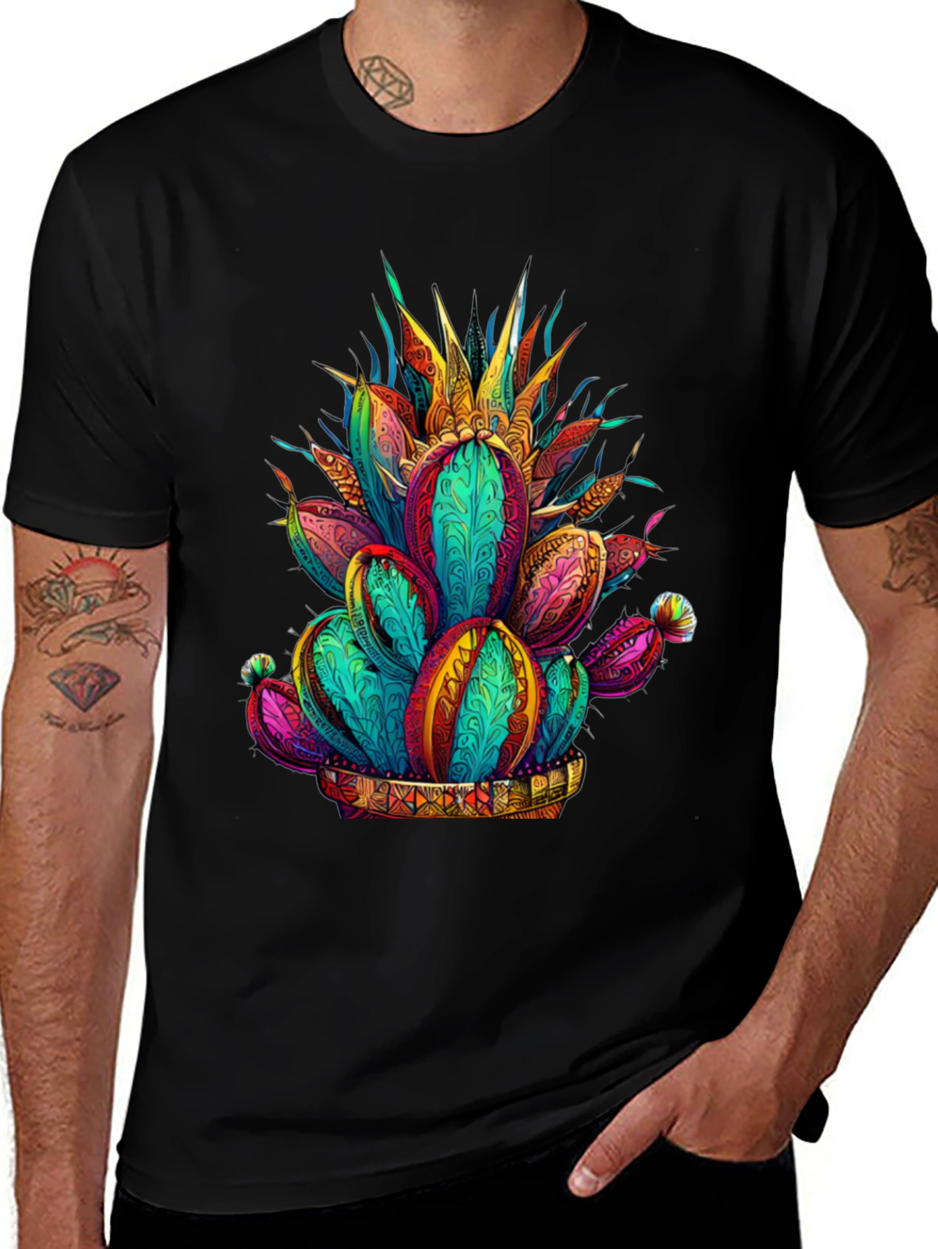 Vibrant Cactus Graphic Tee - Stylish Desert Design