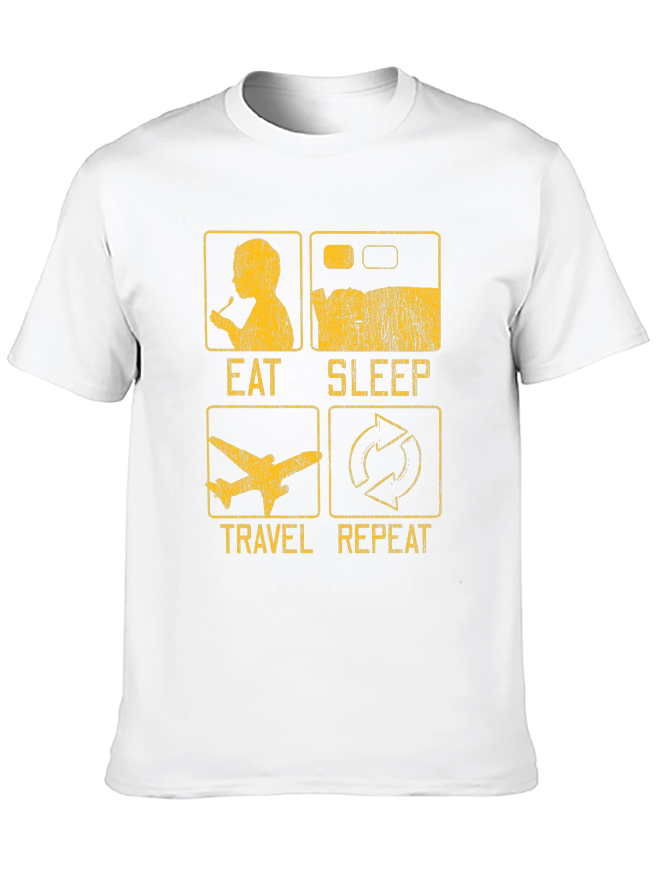 Eat Sleep Travel Repeat T-Shirt - Black Cotton Tee