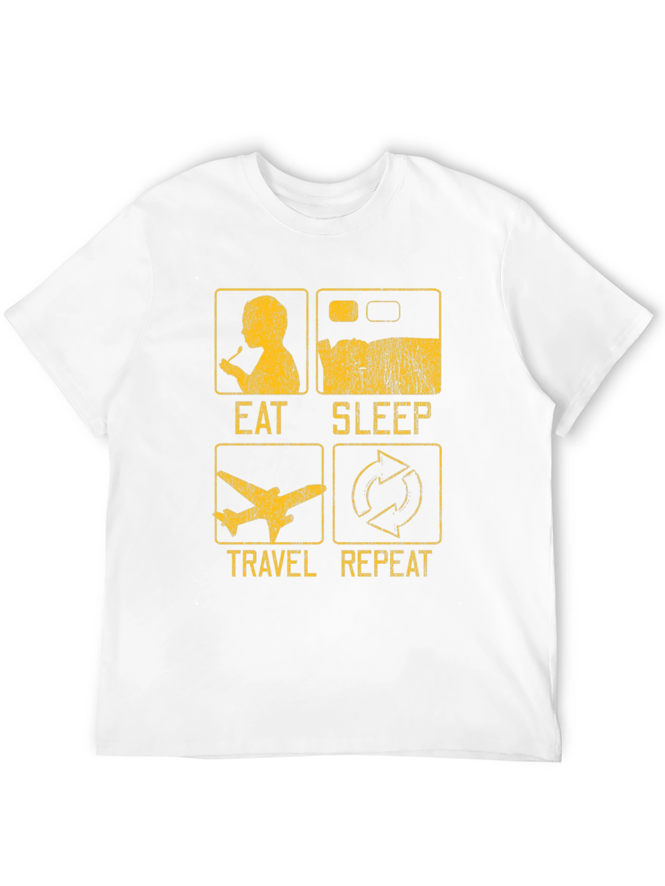 Eat Sleep Travel Repeat T-Shirt - Black Cotton Tee