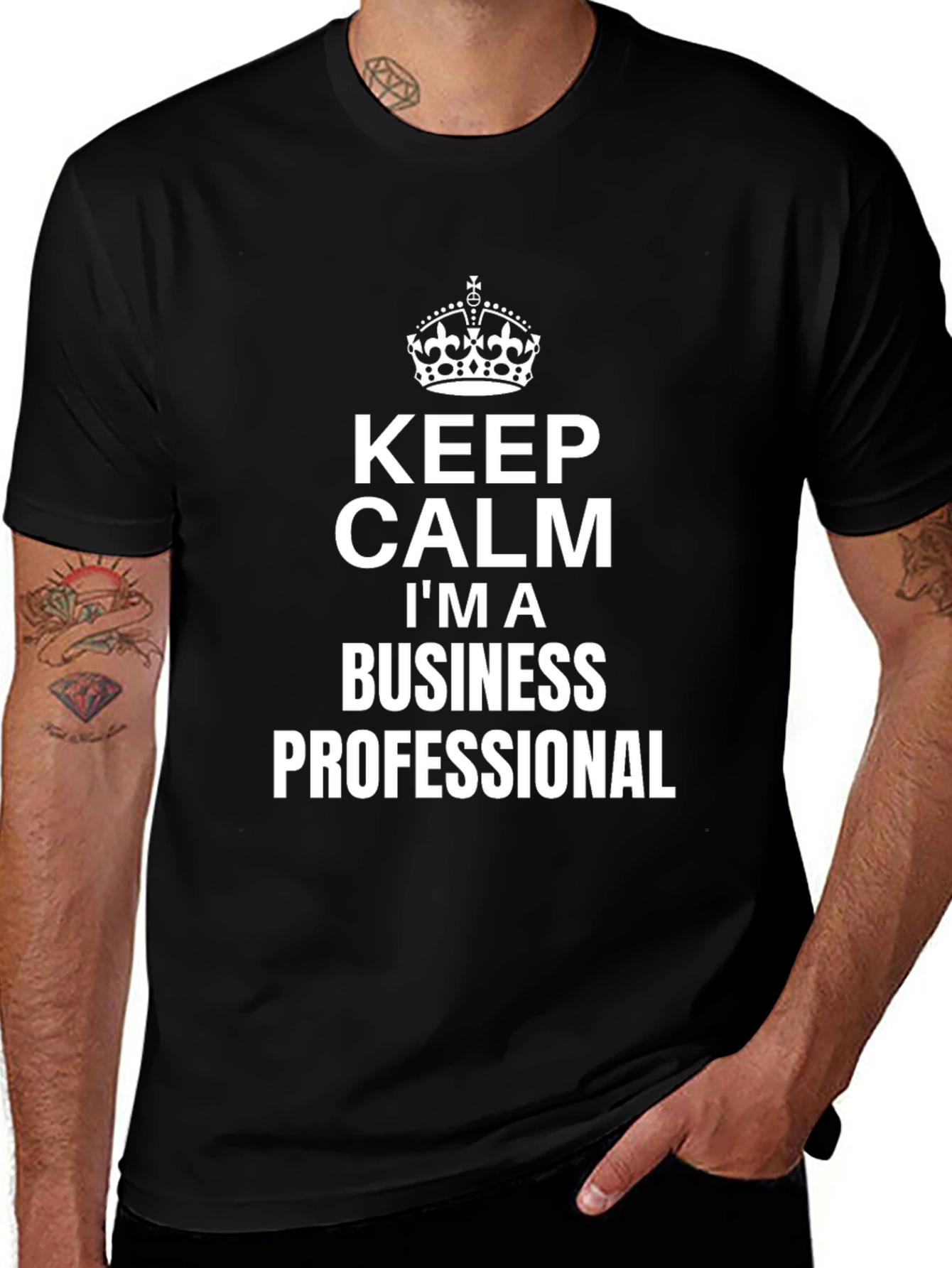 Keep Calm Business Professional Black T-Shirt