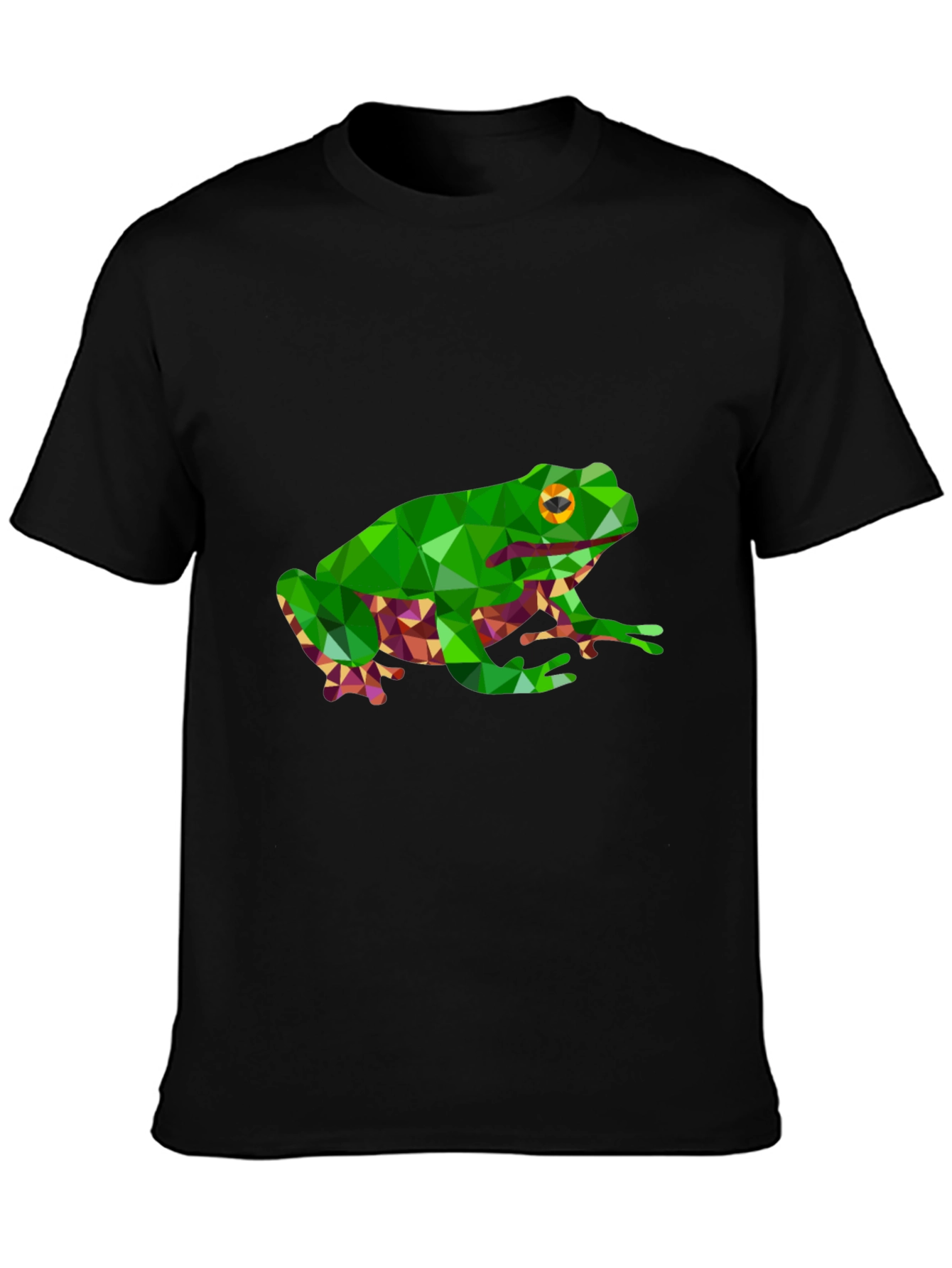 Geometric Frog Graphic Tee - Black Casual T-Shirt