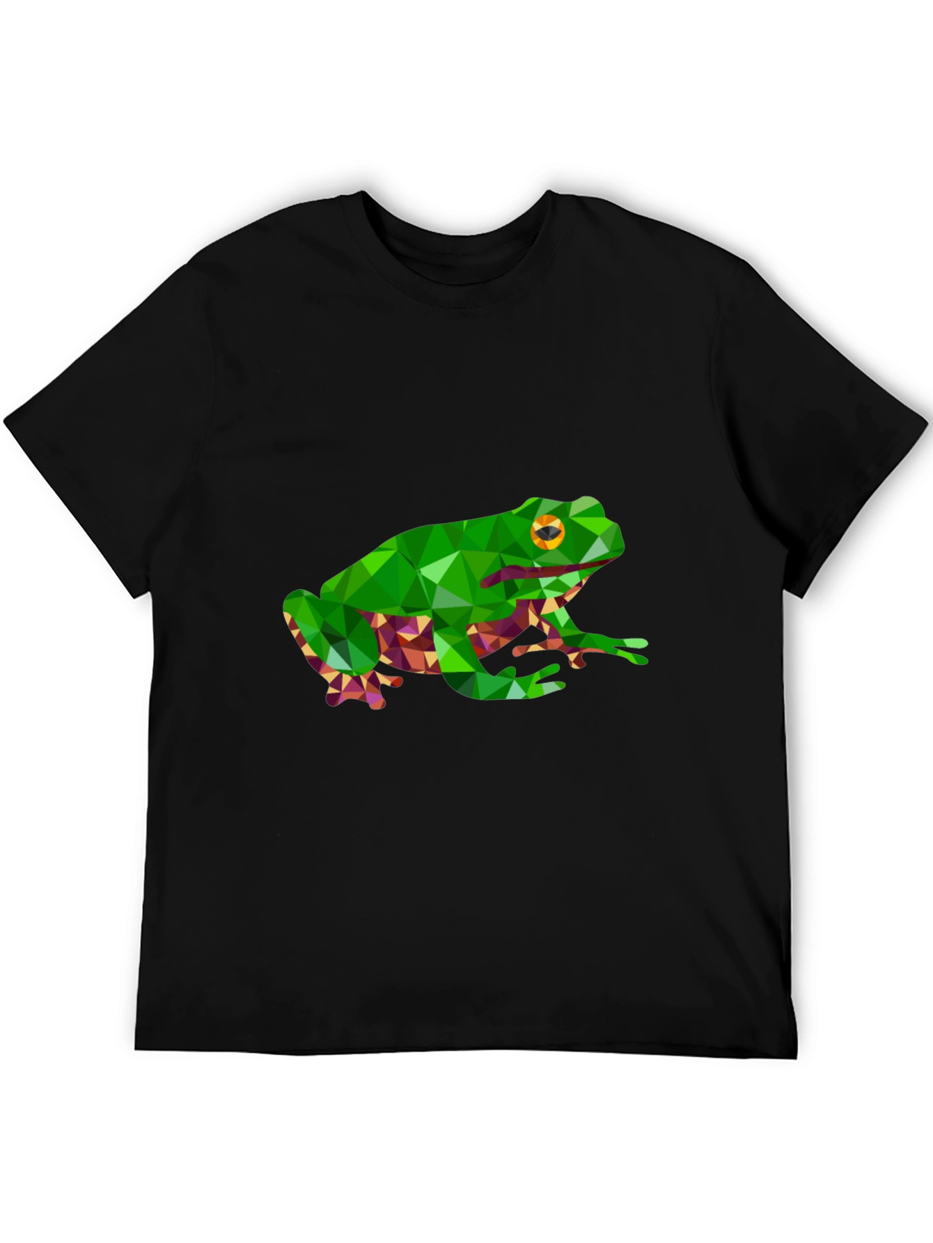 Geometric Frog Graphic Tee - Black Casual T-Shirt