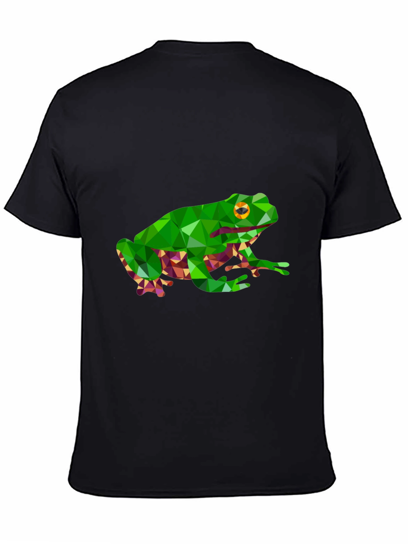 Geometric Frog Graphic Tee - Black Casual T-Shirt