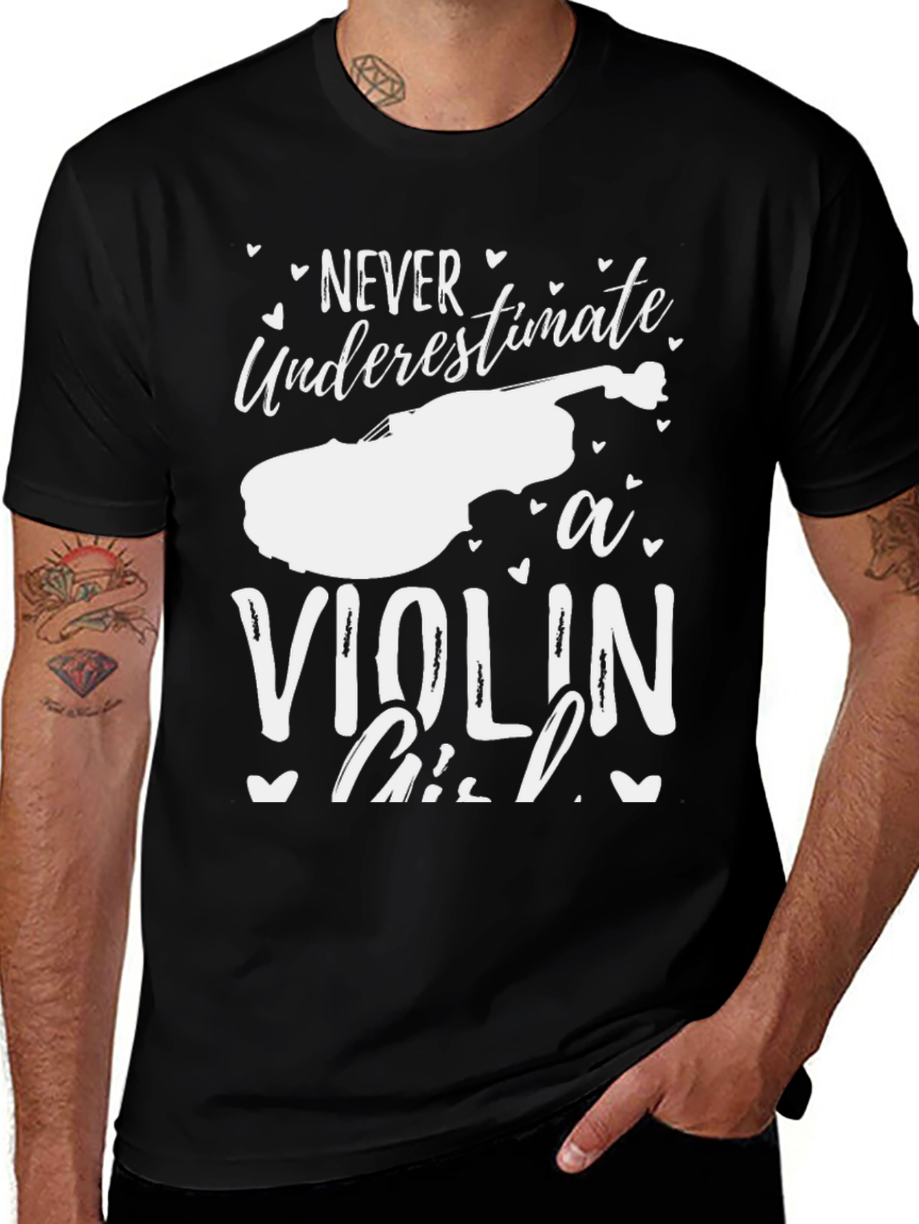 Never Underestimate a Violin Girl Black T-Shirt