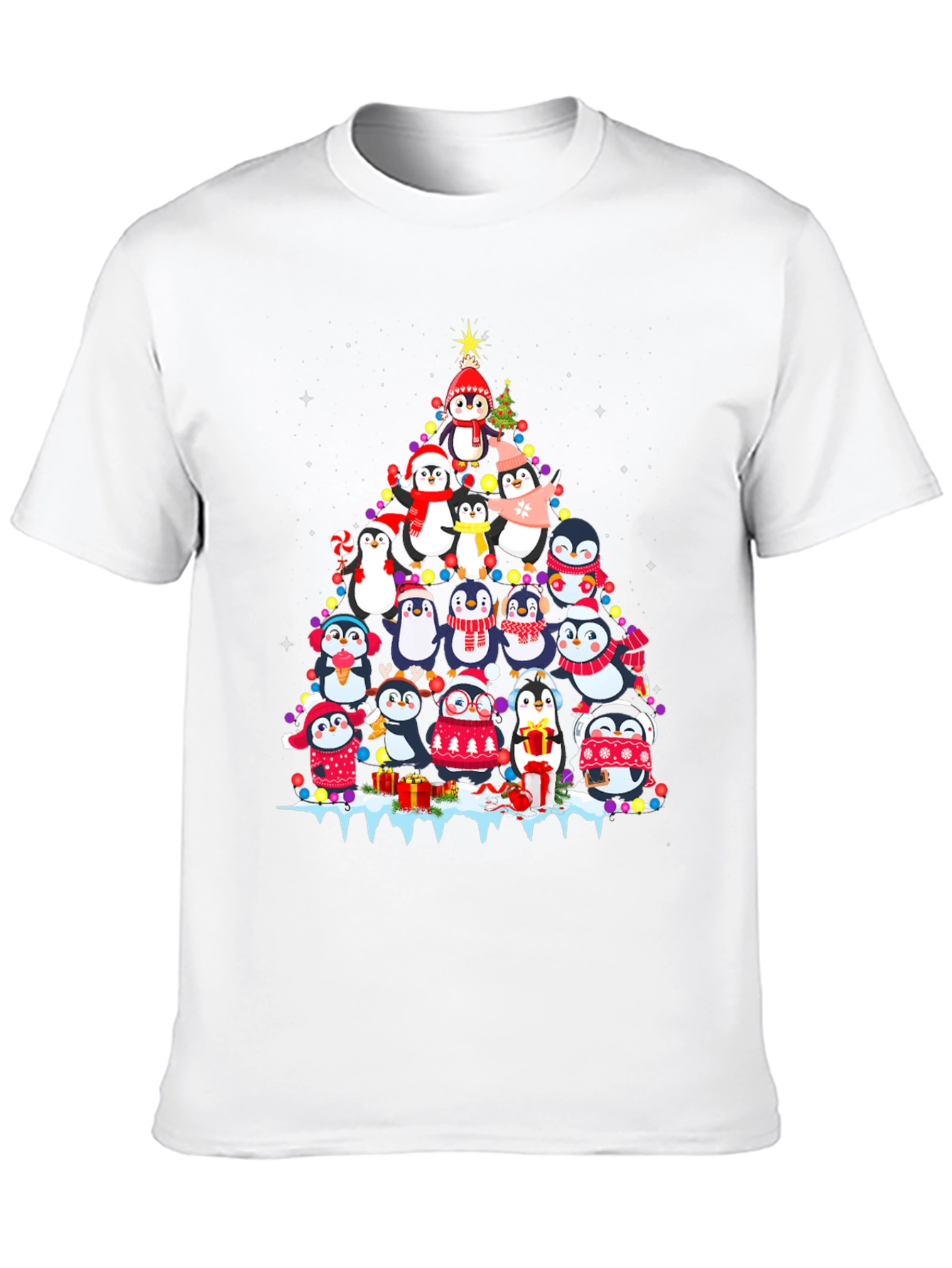 Festive Penguin Christmas Tree T-Shirt