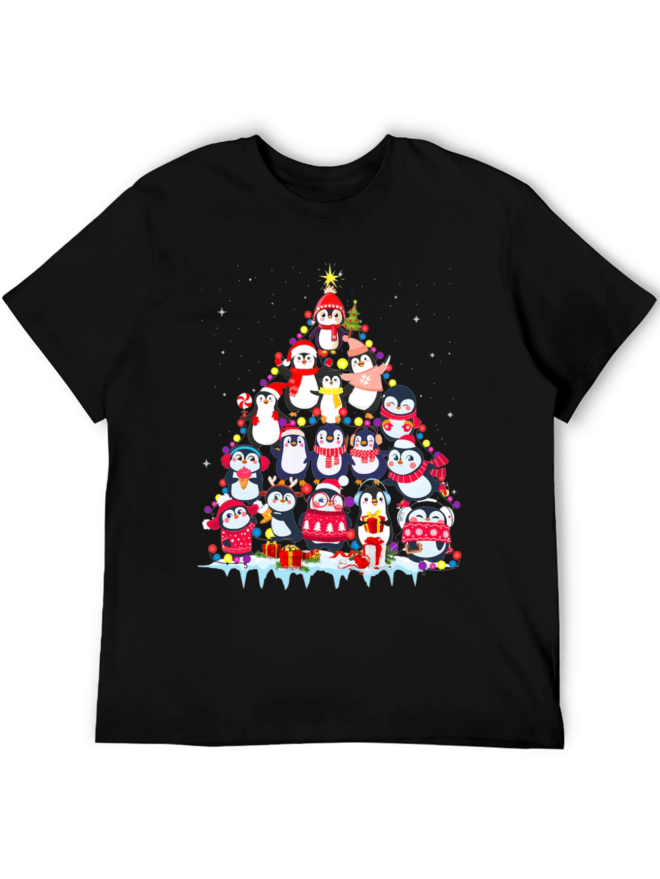 Festive Penguin Christmas Tree T-Shirt