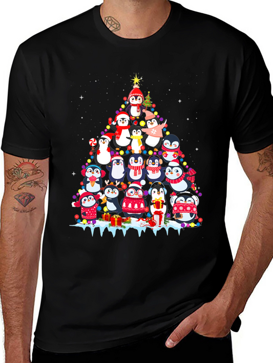 Festive Penguin Christmas Tree T-Shirt