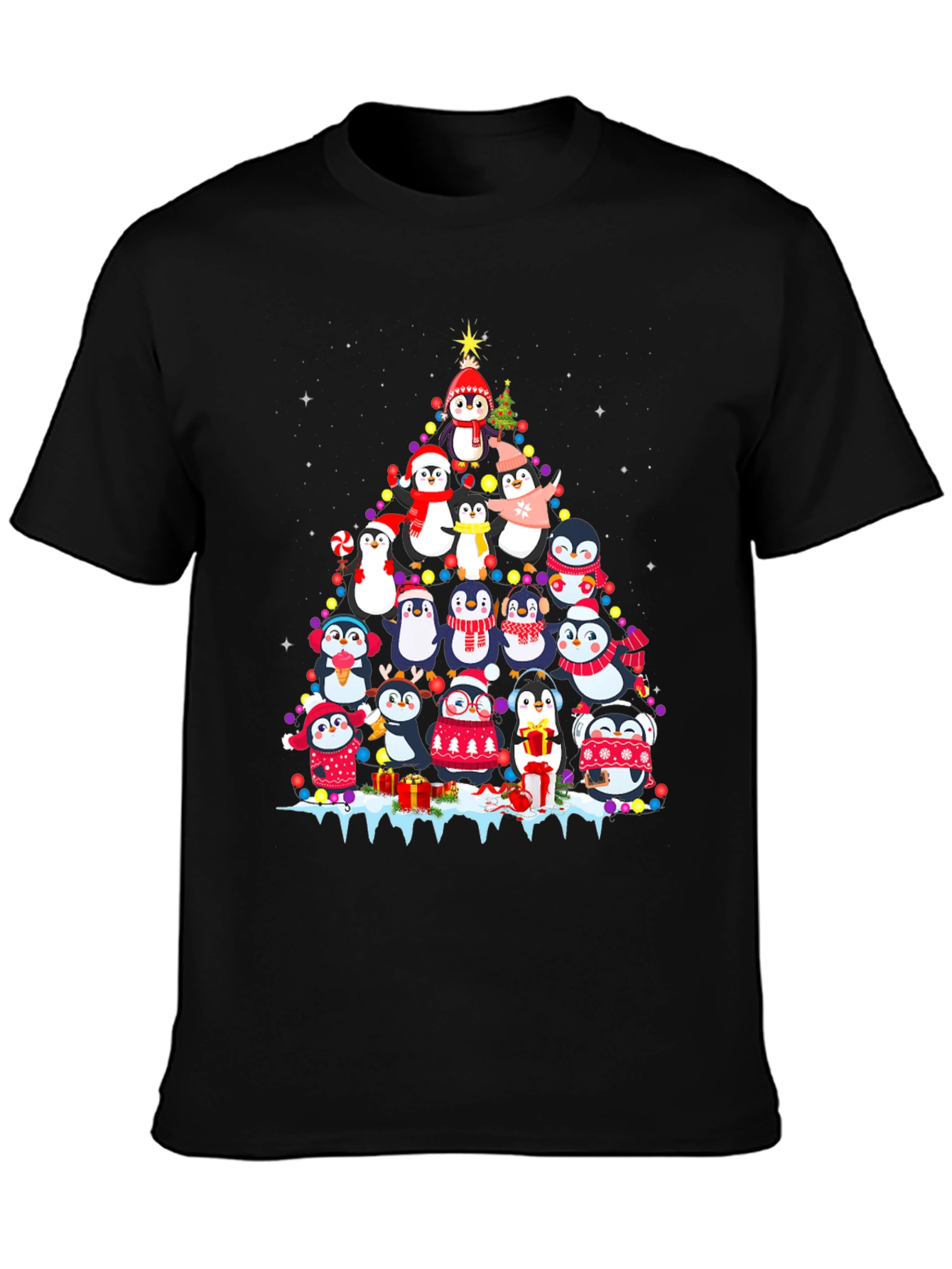 Festive Penguin Christmas Tree T-Shirt