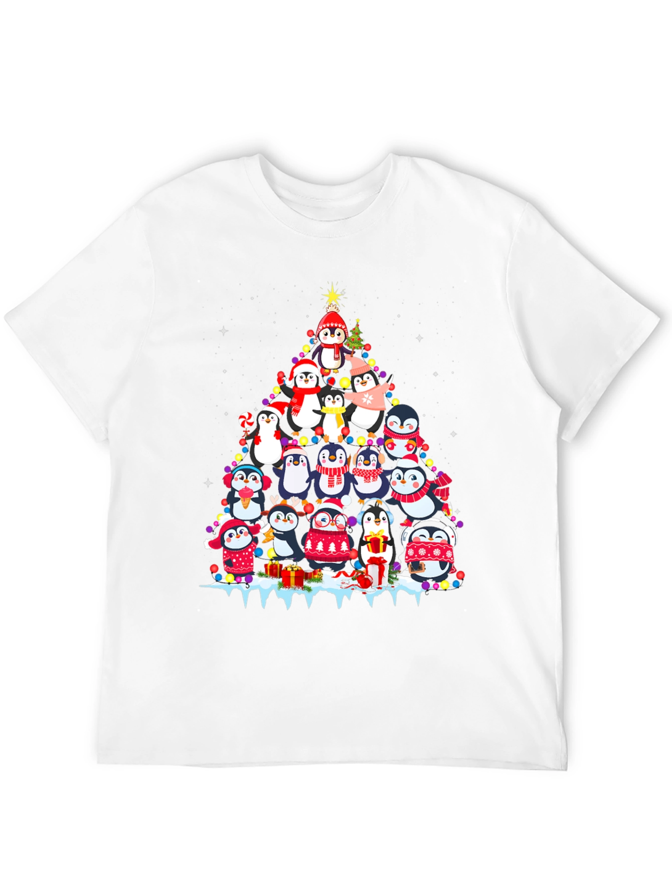Festive Penguin Christmas Tree T-Shirt