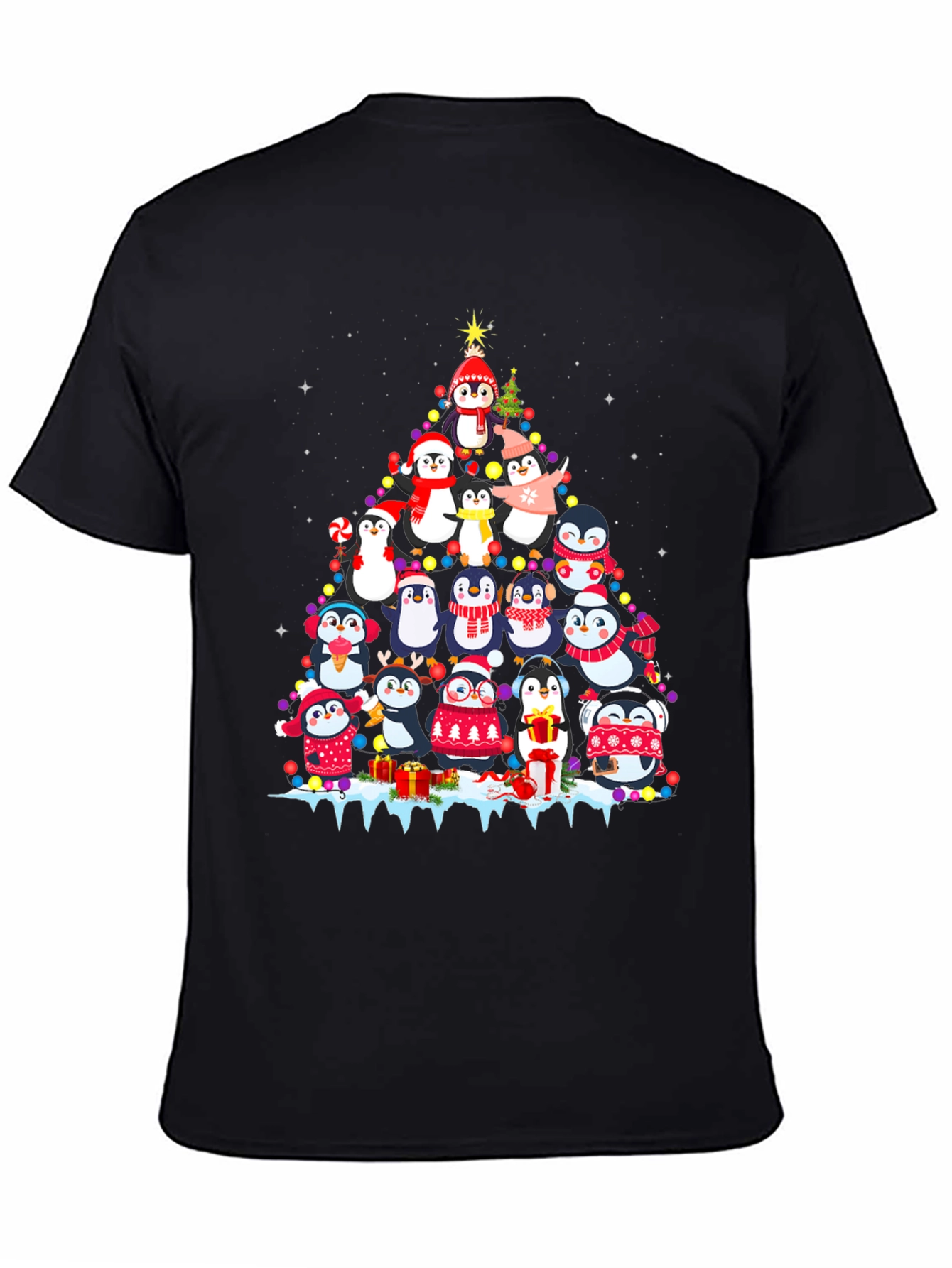 Festive Penguin Christmas Tree T-Shirt