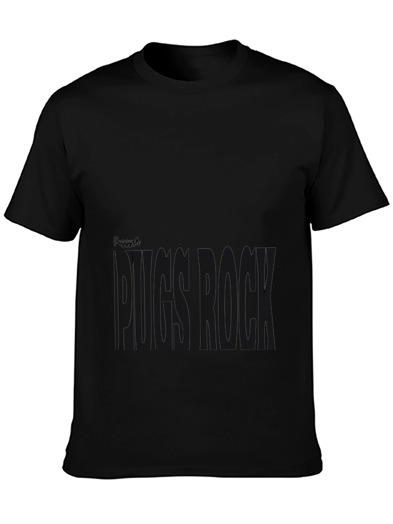 Pug Rock Graphic Tee - Black Cotton T-Shirt