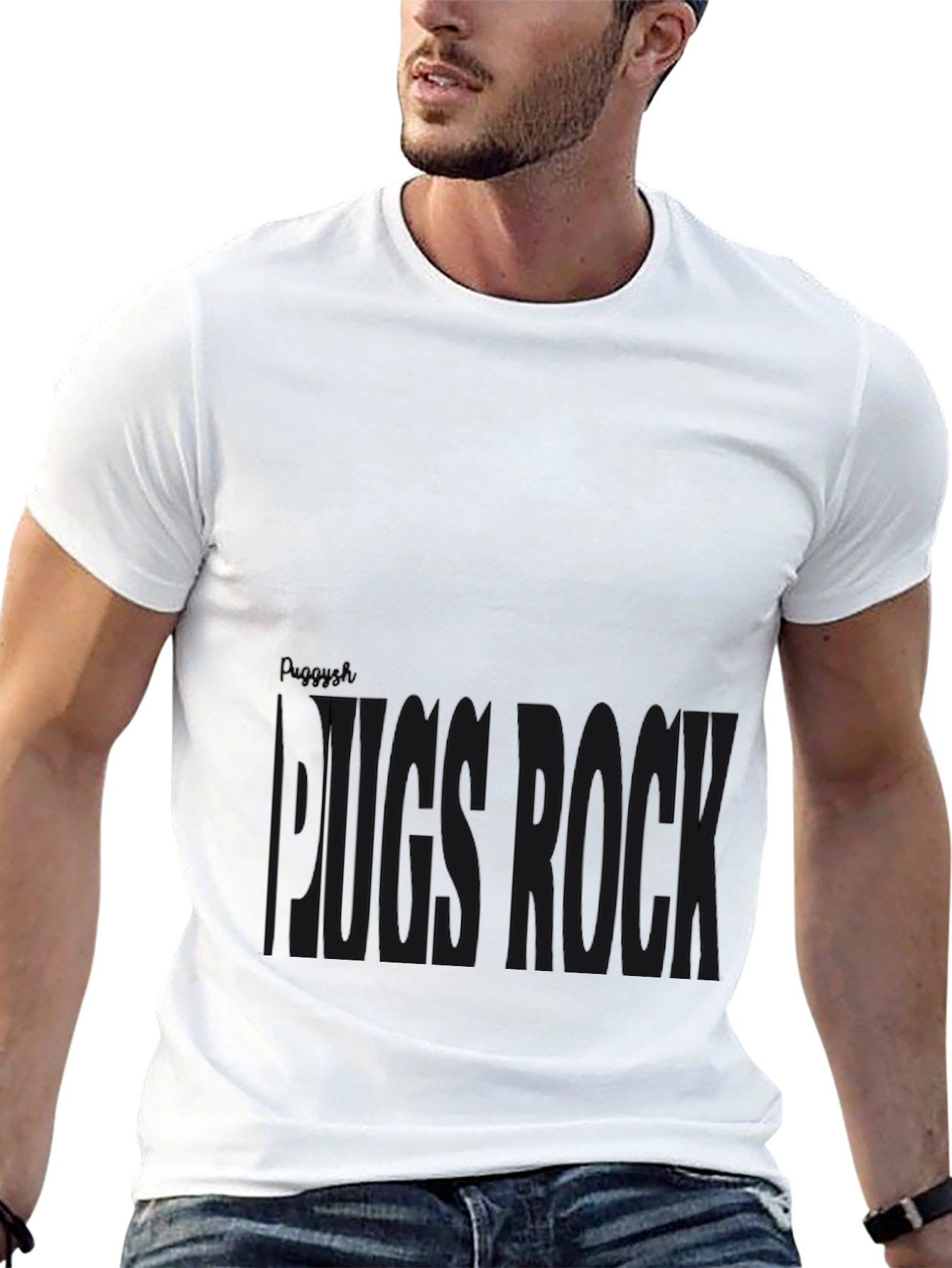 Pug Rock Graphic Tee - Black Cotton T-Shirt