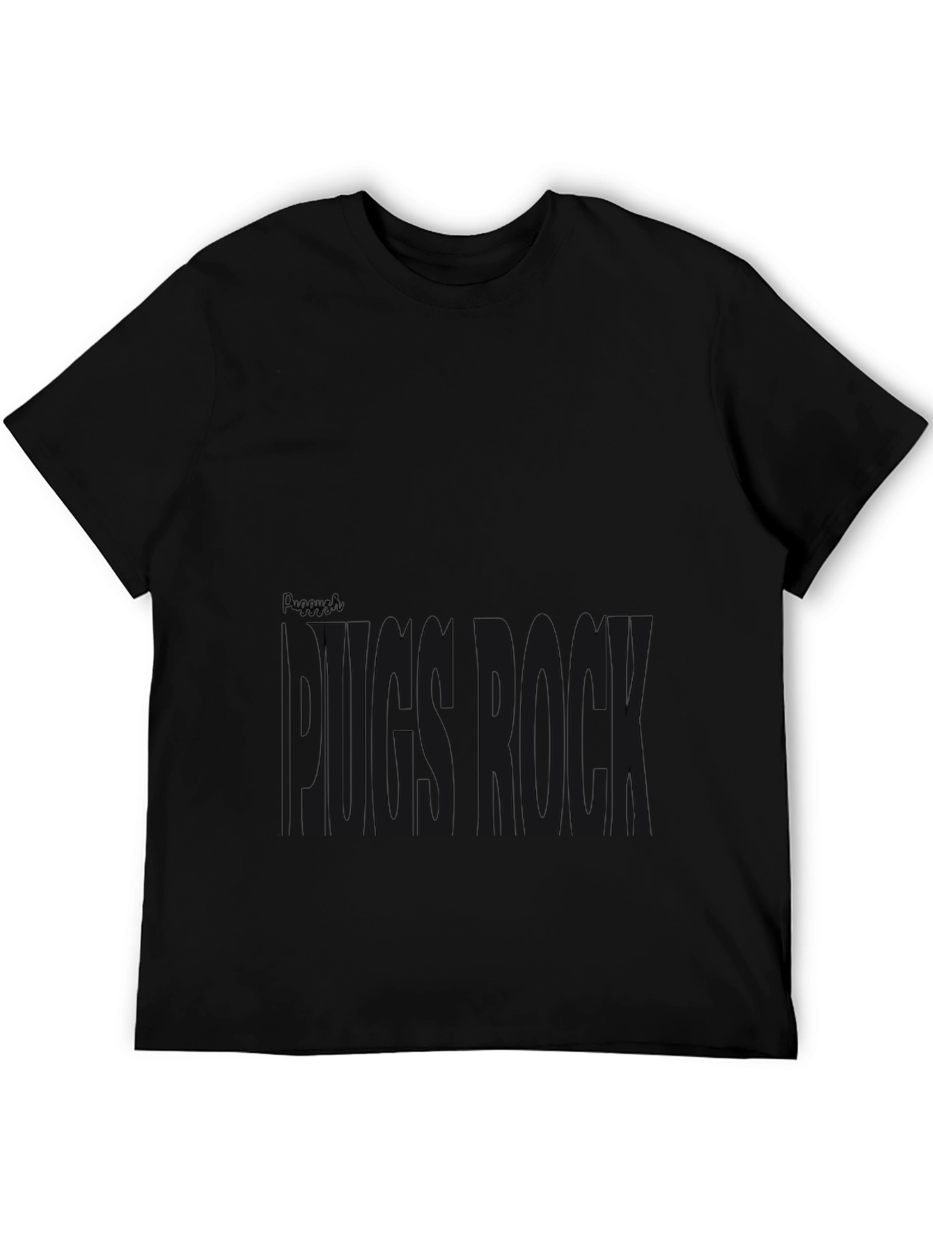 Pug Rock Graphic Tee - Black Cotton T-Shirt