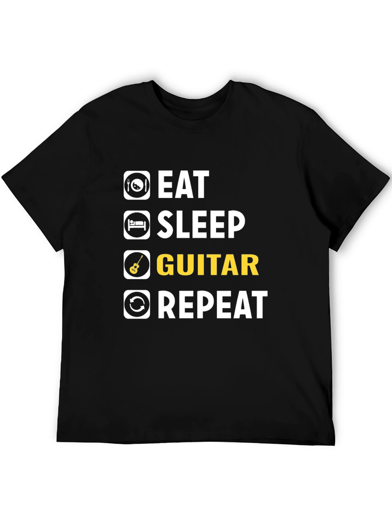 Eat Sleep Guitar Repeat T-Shirt | Musician Tee