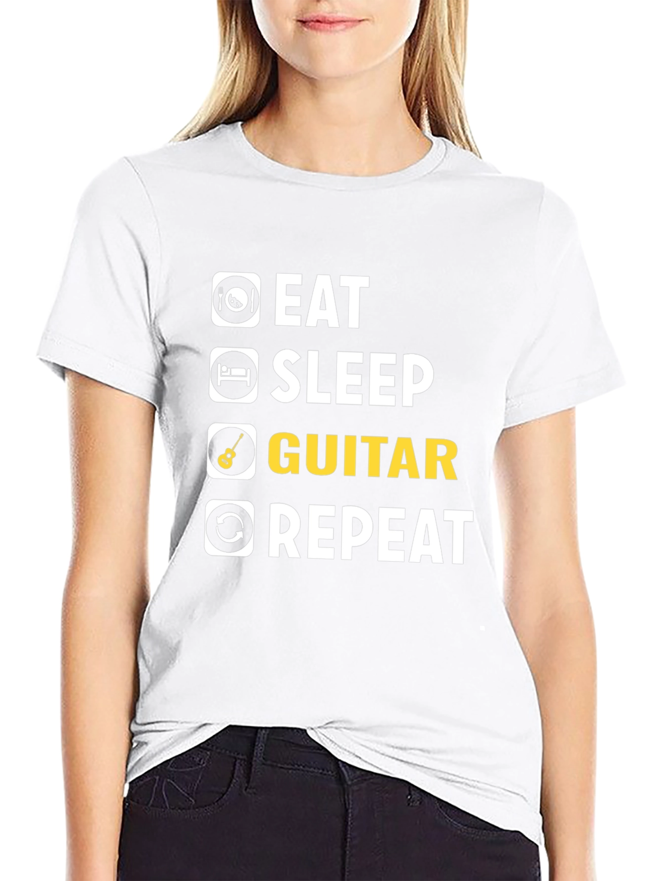 Eat Sleep Guitar Repeat T-Shirt | Musician Tee
