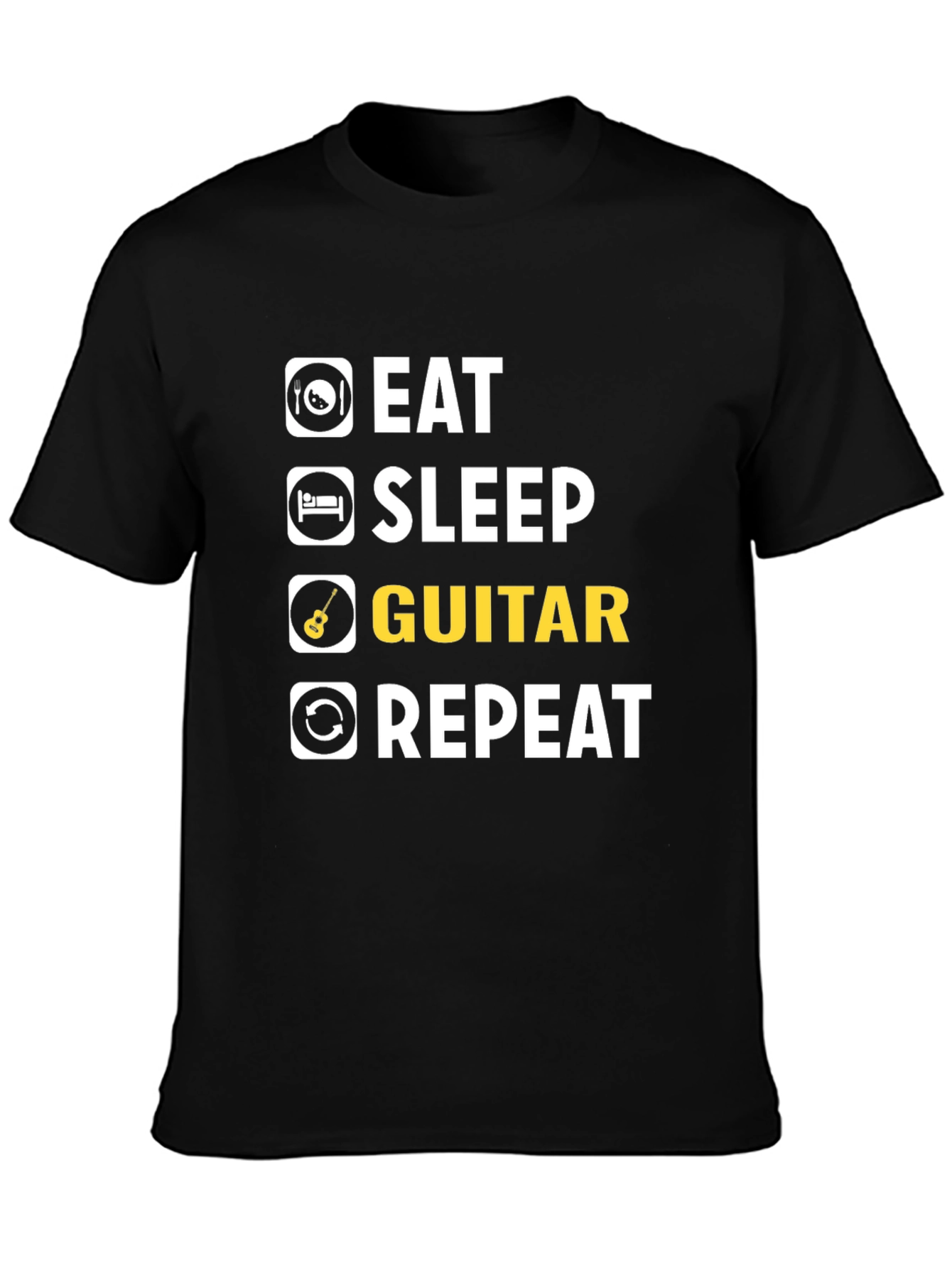 Eat Sleep Guitar Repeat T-Shirt | Musician Tee