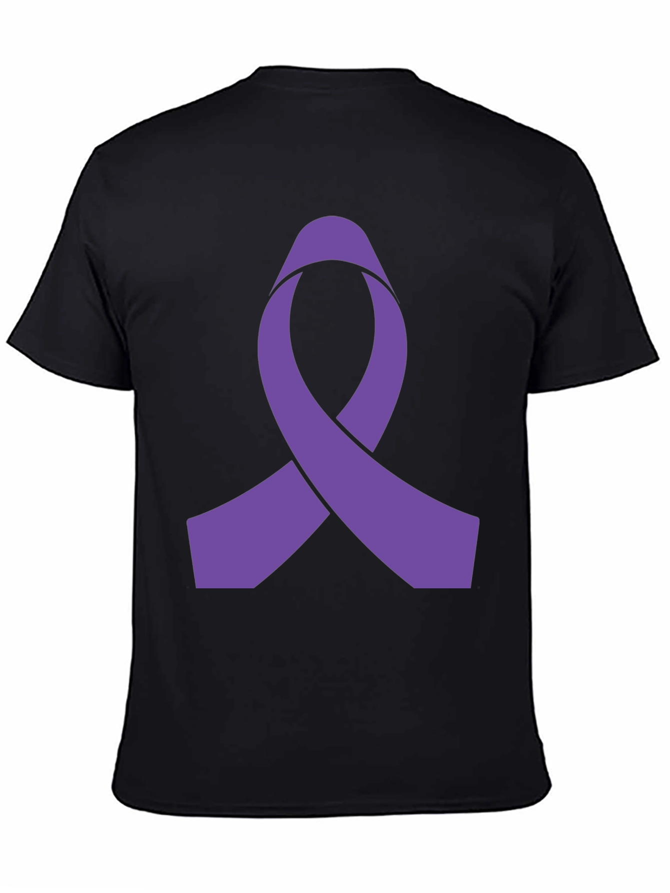Purple Ribbon Graphic Black T-Shirt