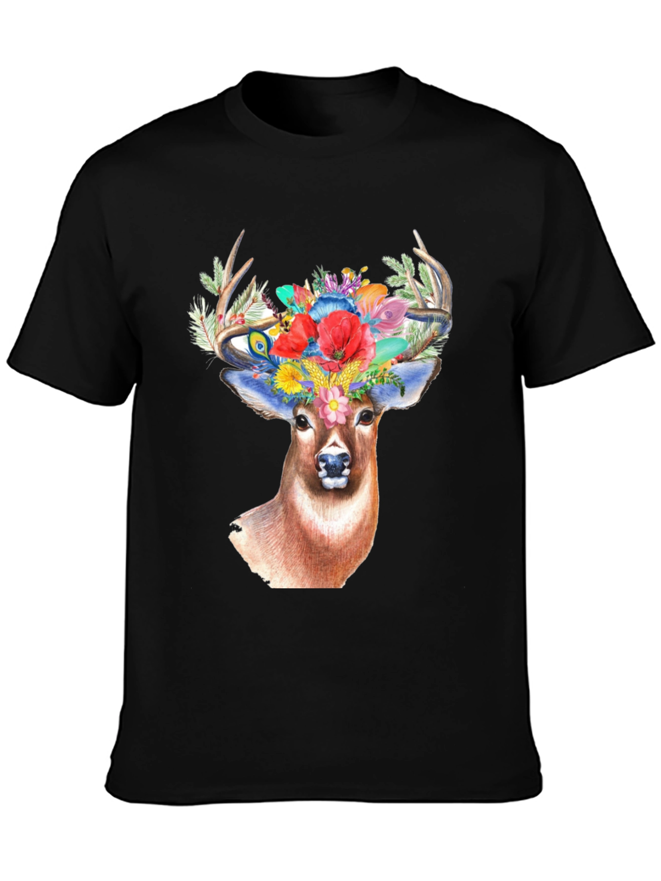 Deer Floral Crown Graphic Tee - Unisex