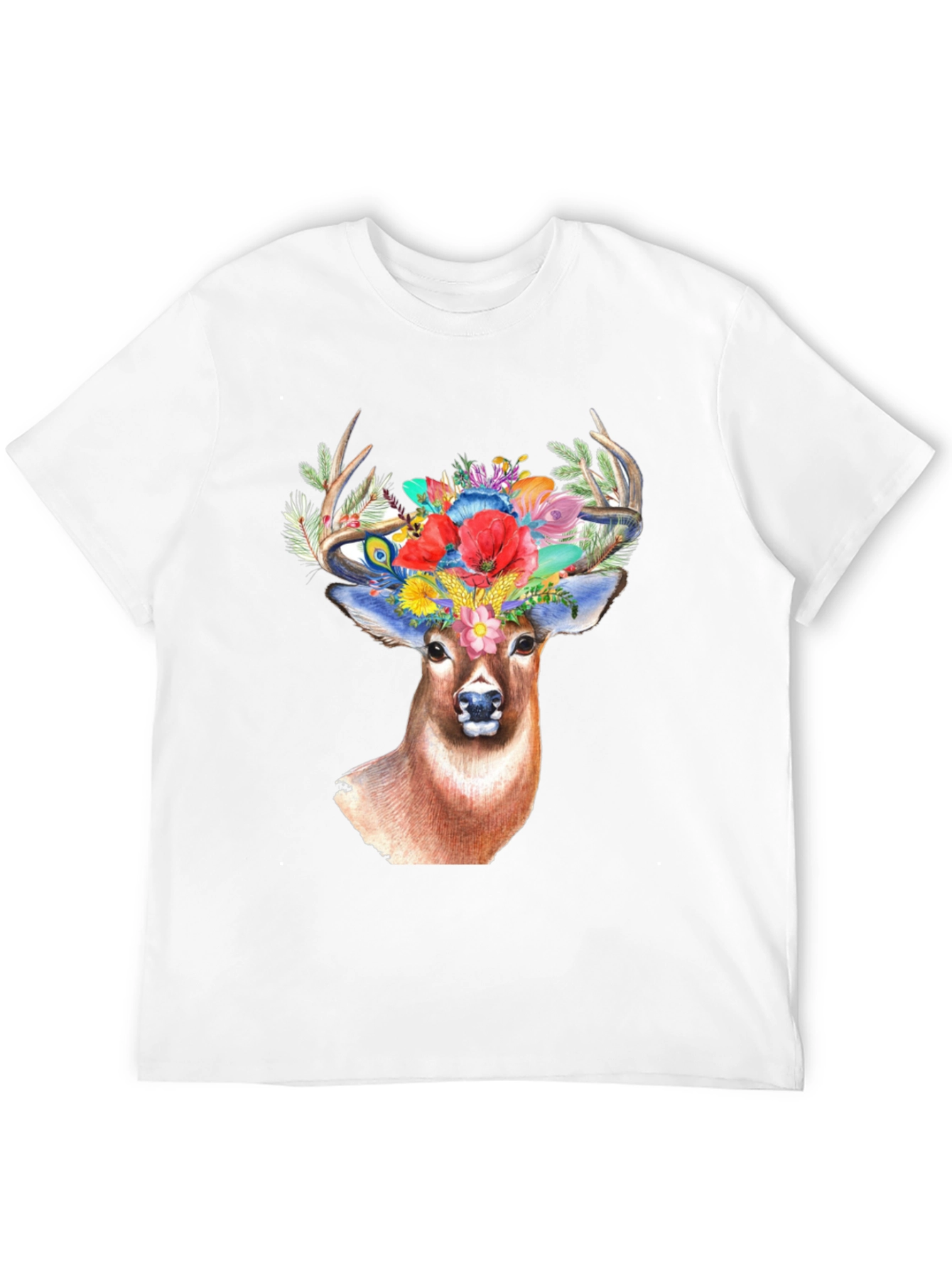 Deer Floral Crown Graphic Tee - Unisex