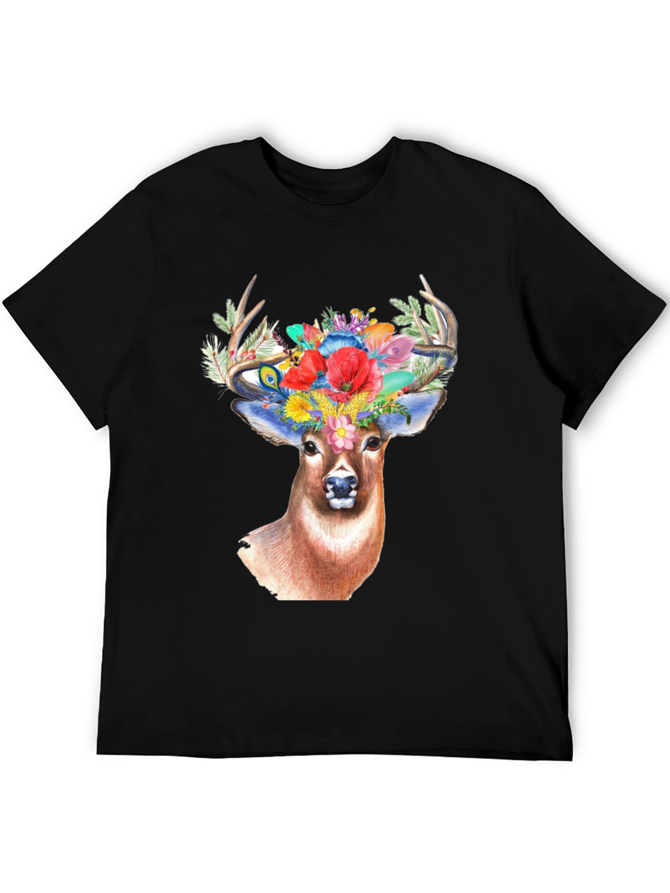 Deer Floral Crown Graphic Tee - Unisex