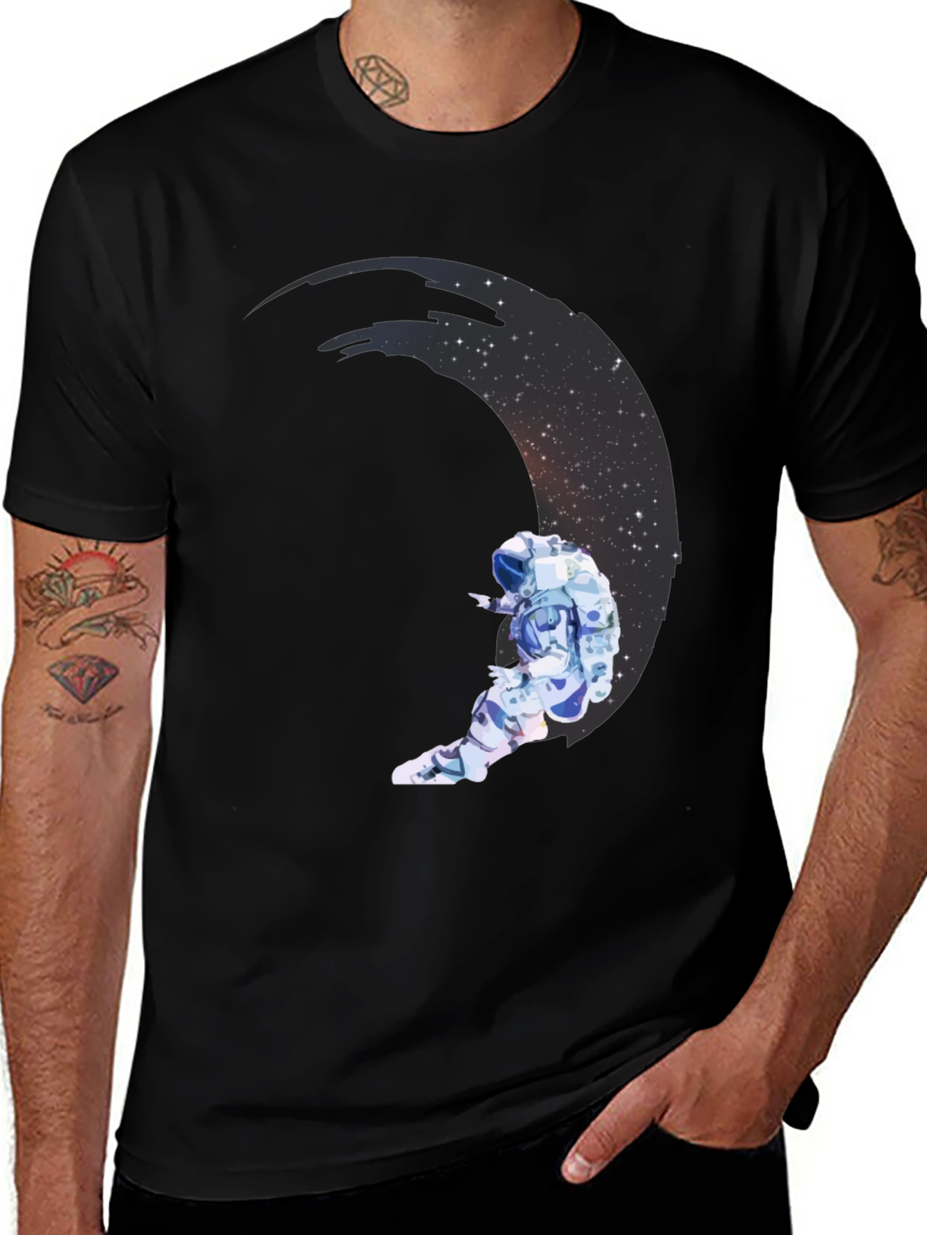 Astronaut Moon Graphic Black Tee