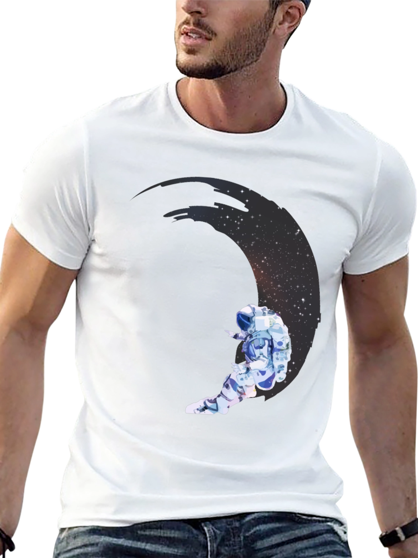 Astronaut Moon Graphic Black Tee