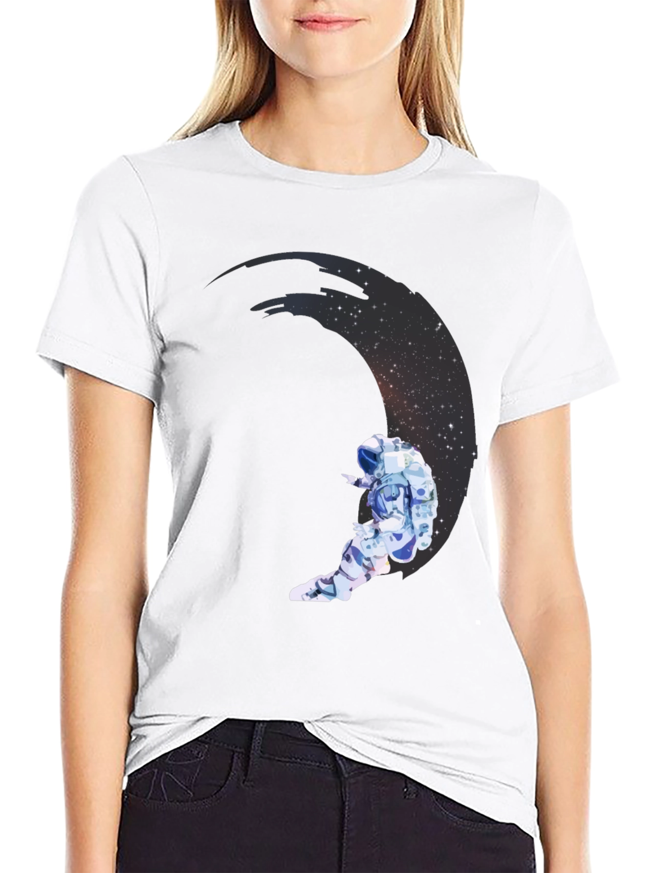 Astronaut Moon Graphic Black Tee