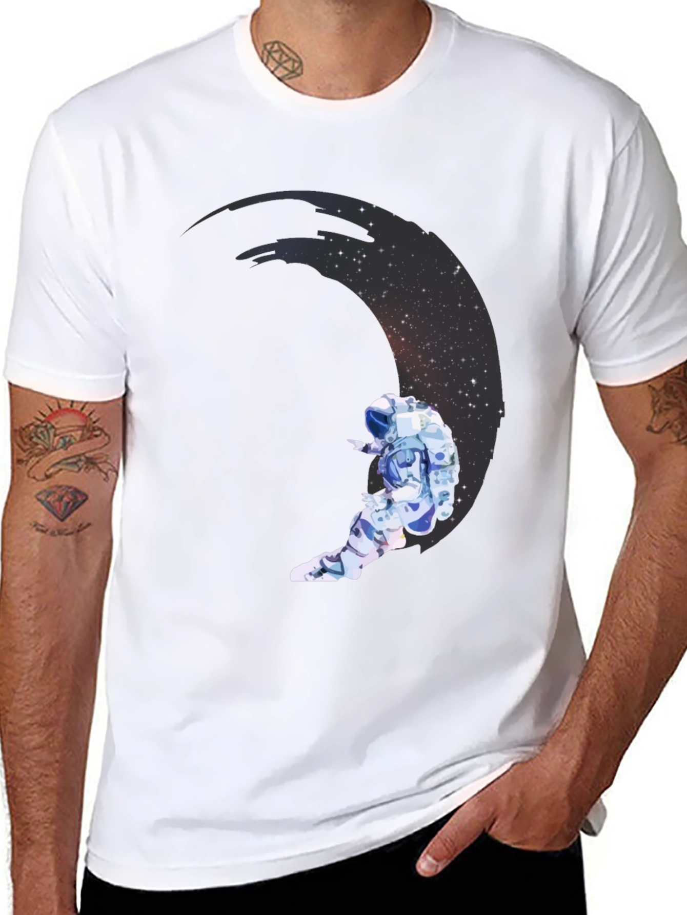 Astronaut Moon Graphic Black Tee