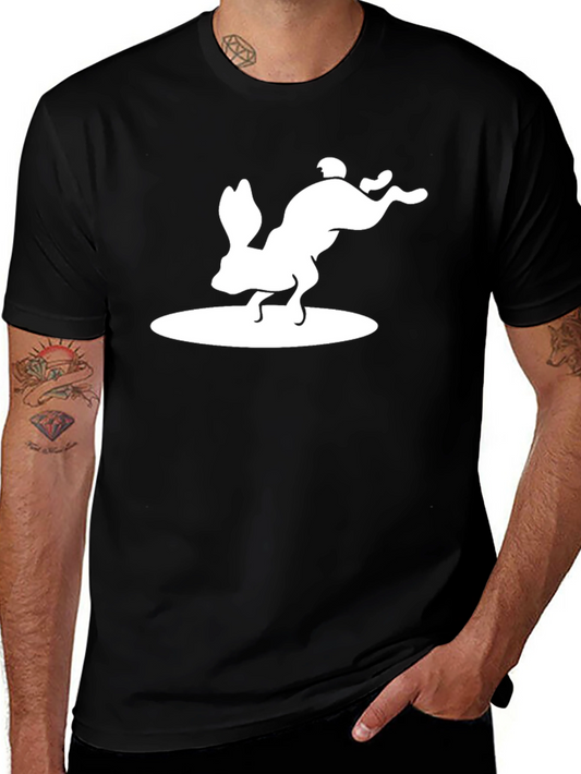 Rabbit Silhouette Graphic Print Black T-Shirt