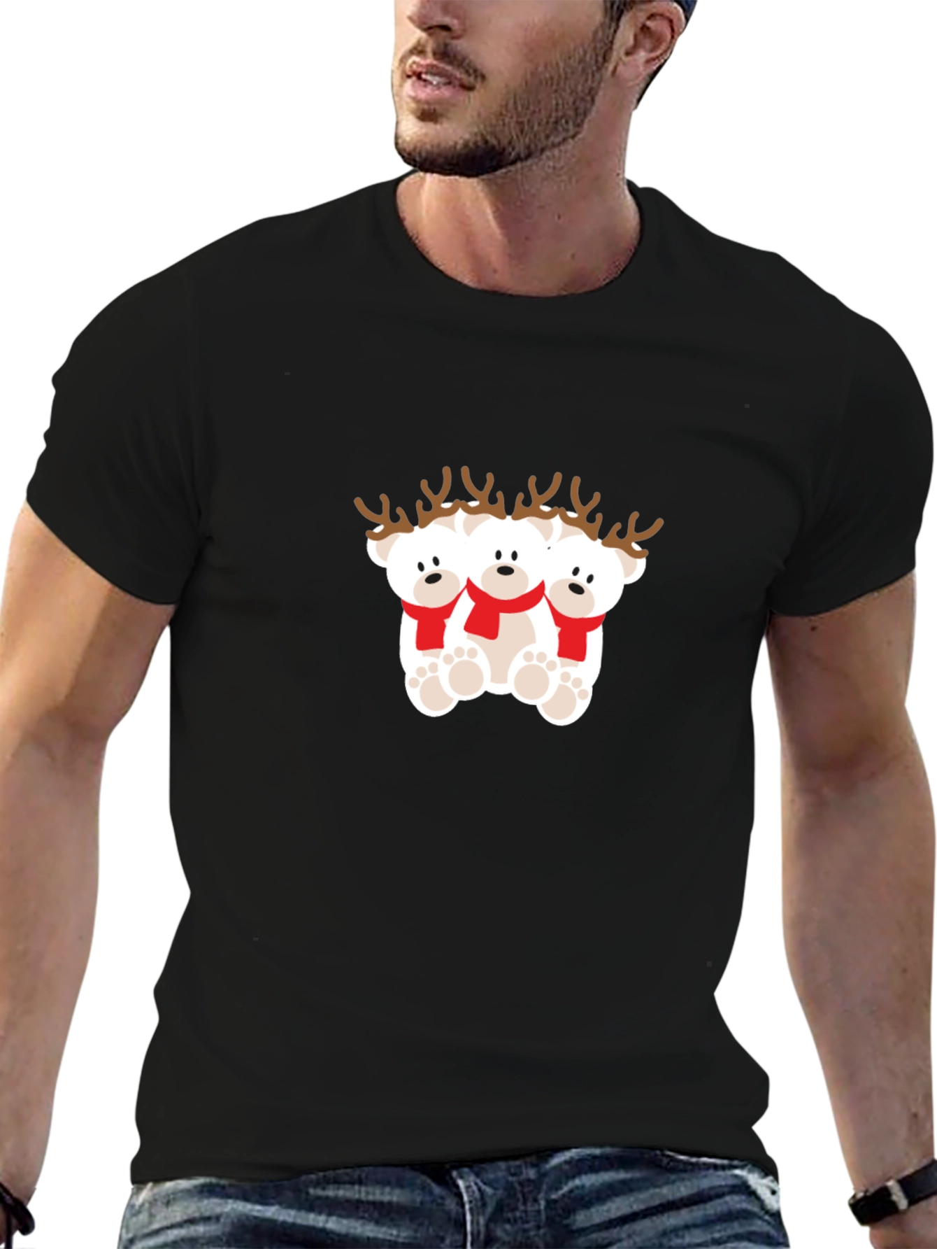 Festive Reindeer Bears Graphic Tee
