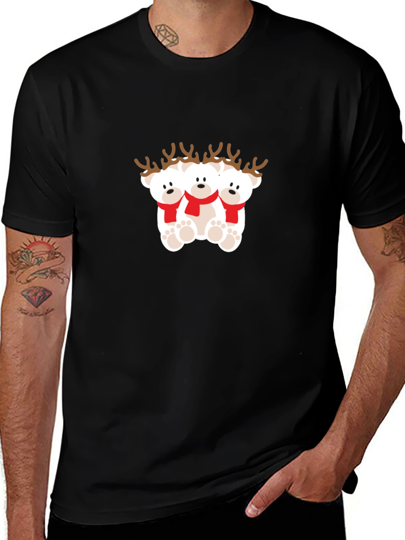 Festive Reindeer Bears Graphic Tee