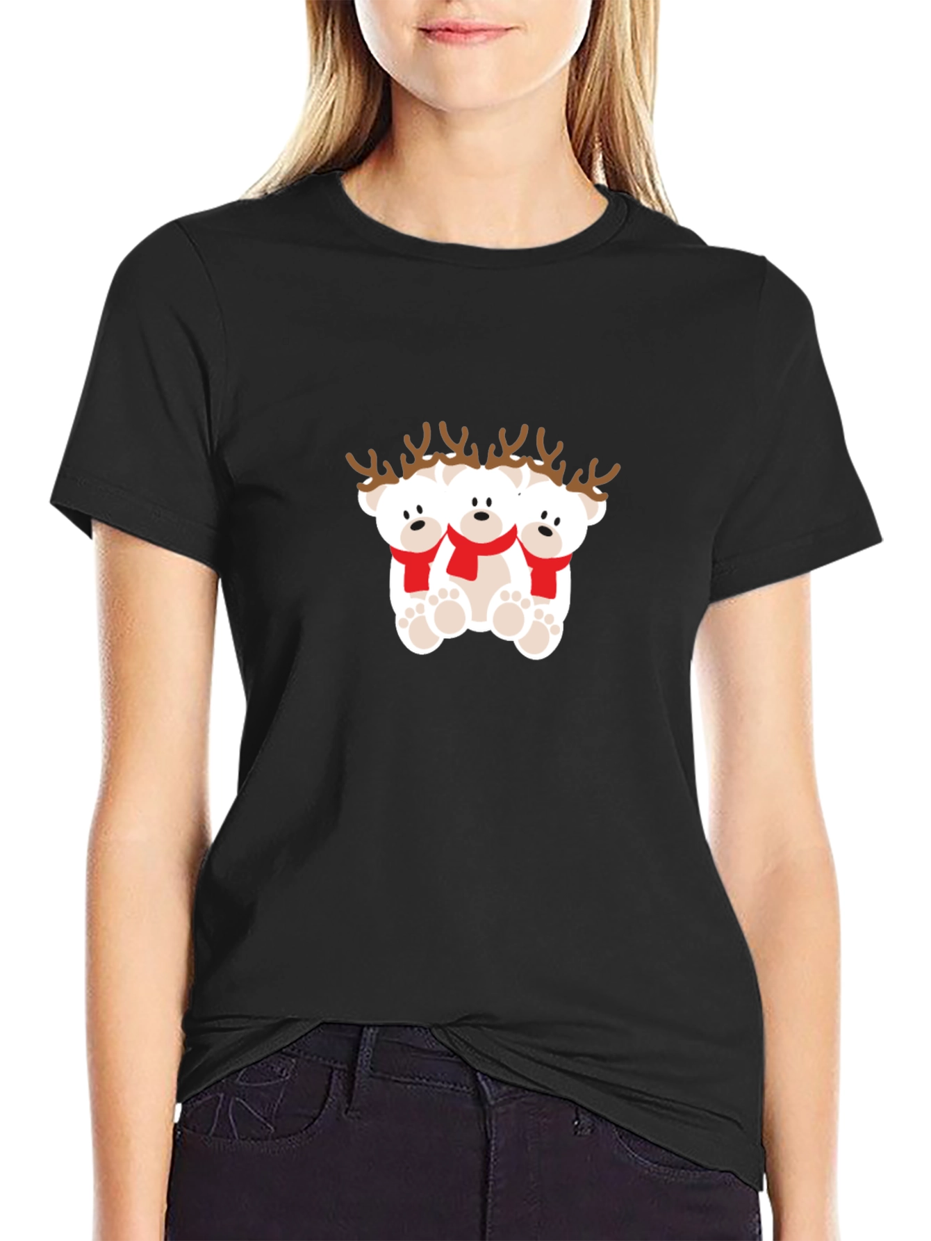 Festive Reindeer Bears Graphic Tee