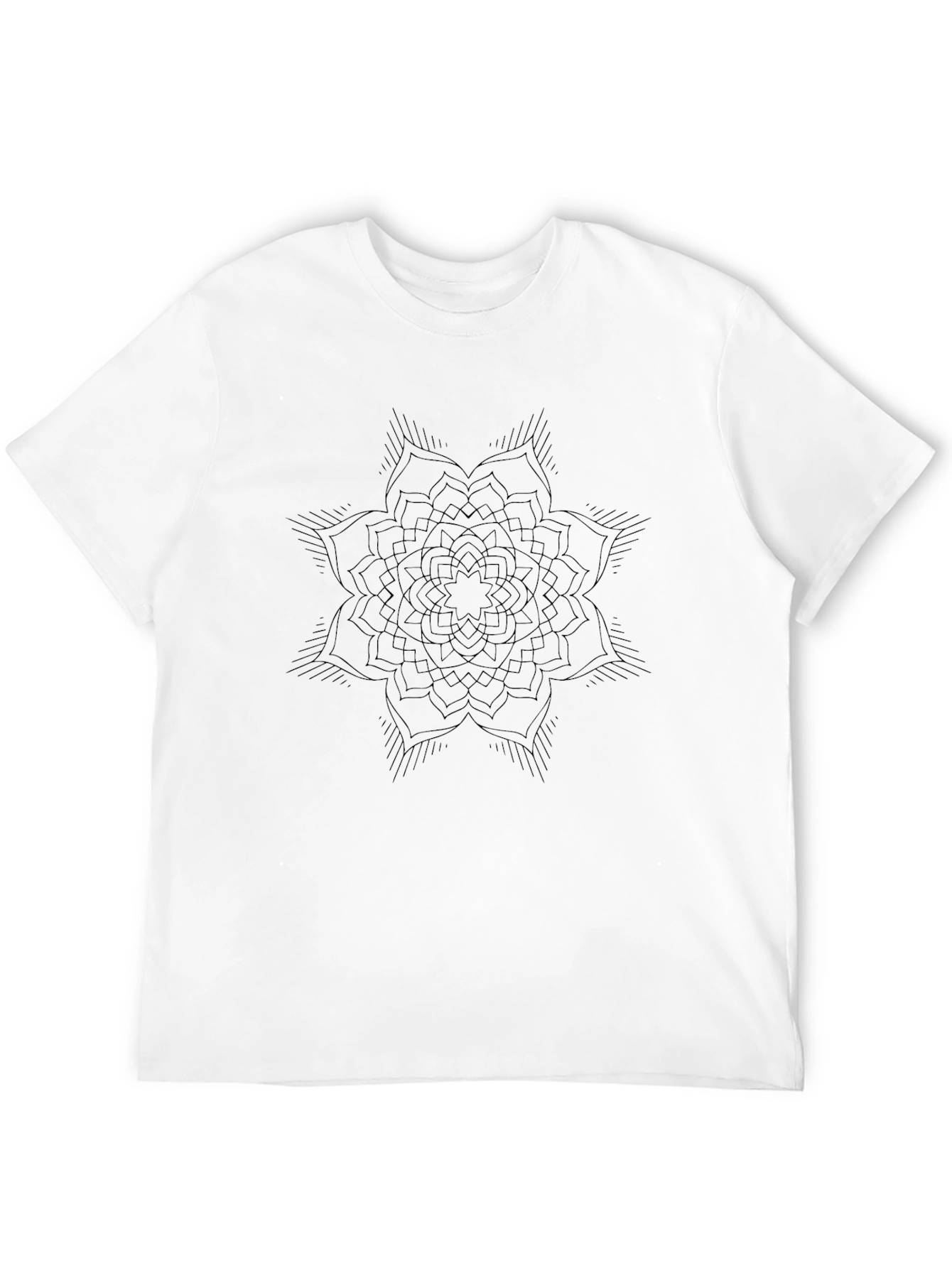 Mens Black Mandala Graphic Tee - Casual Style