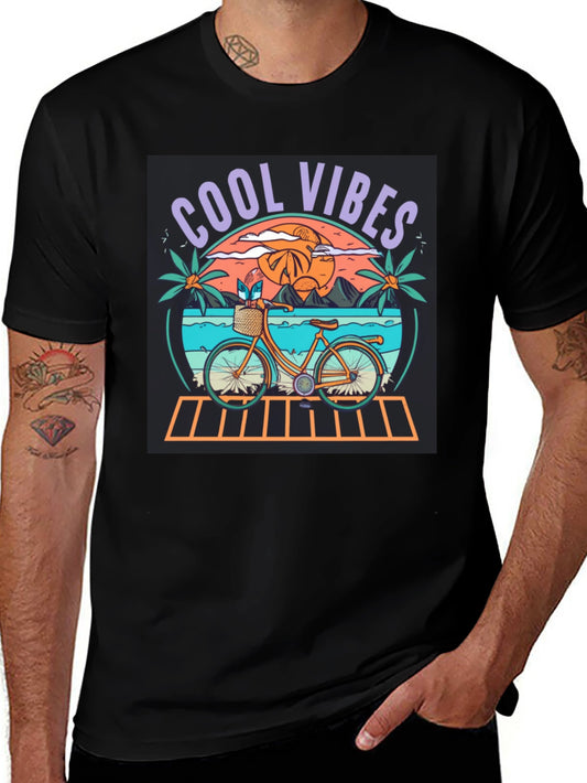 Cool Vibes Beach Bicycle Graphic T-Shirt