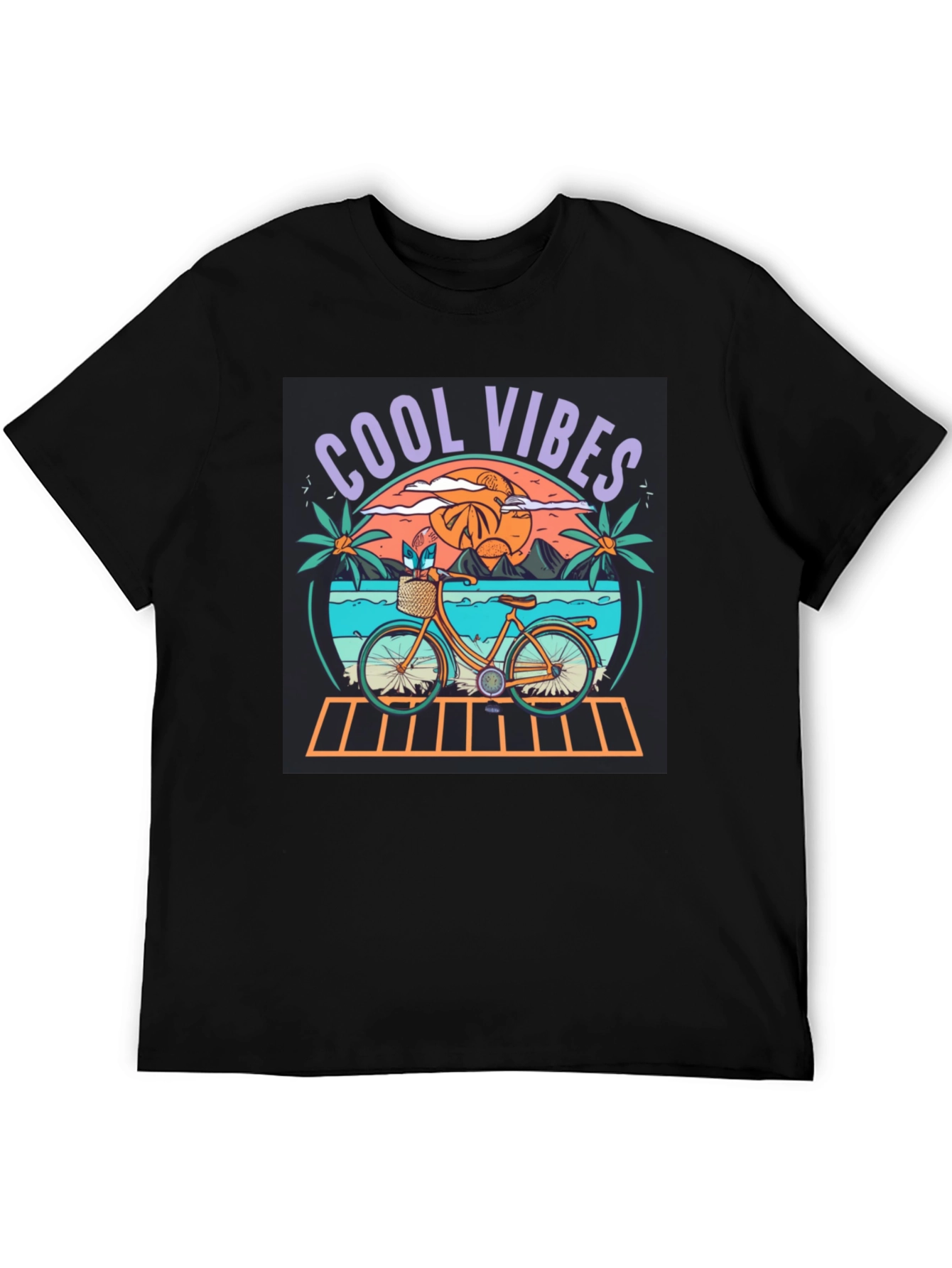 Cool Vibes Beach Bicycle Graphic T-Shirt