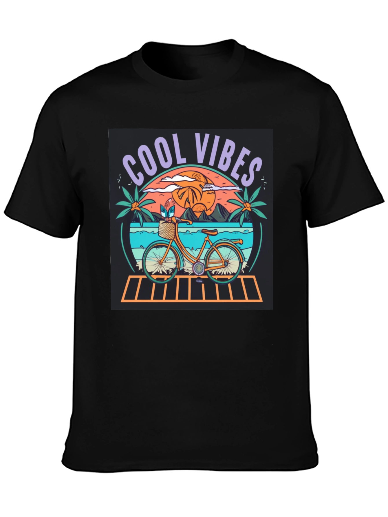 Cool Vibes Beach Bicycle Graphic T-Shirt