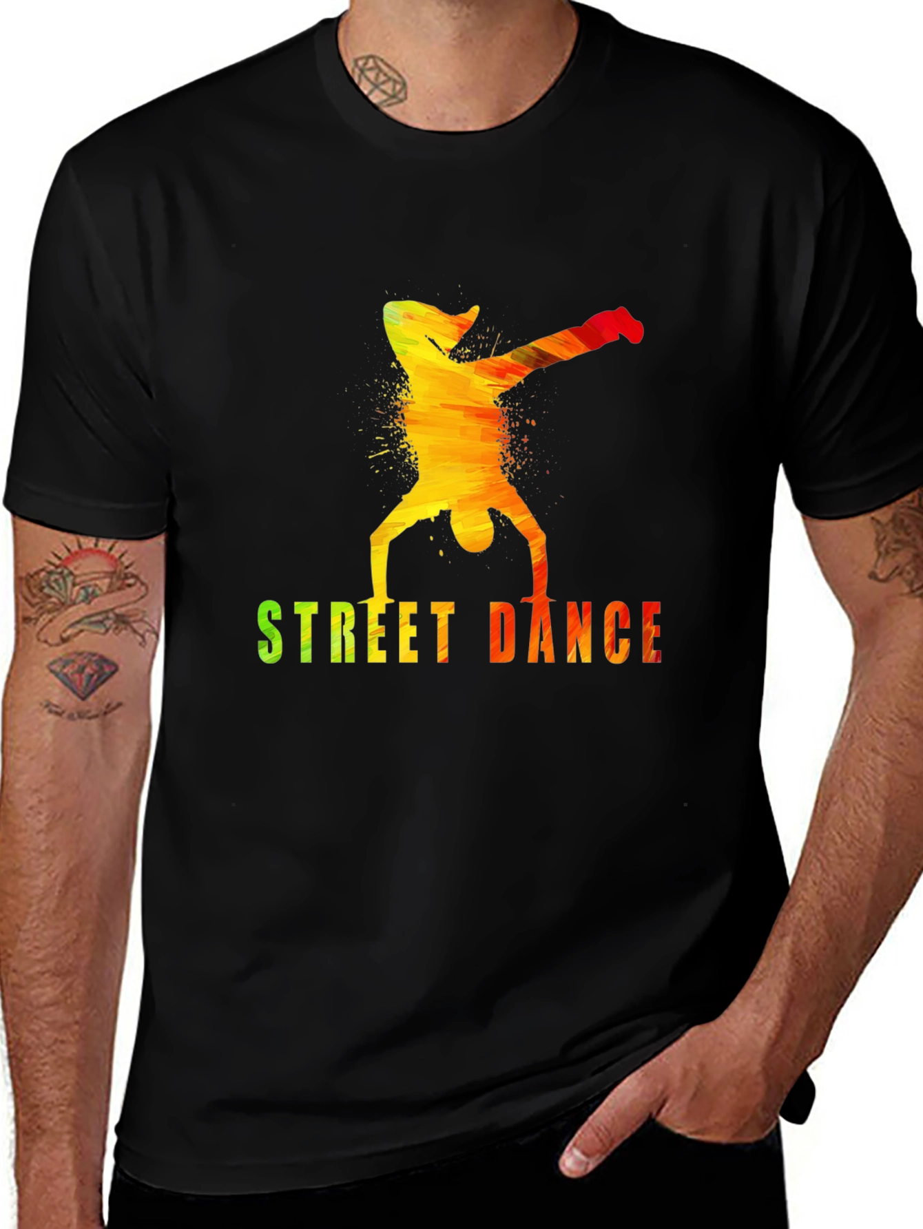 Street Dance Graphic Tee - Stylish Mens Black T-Shirt