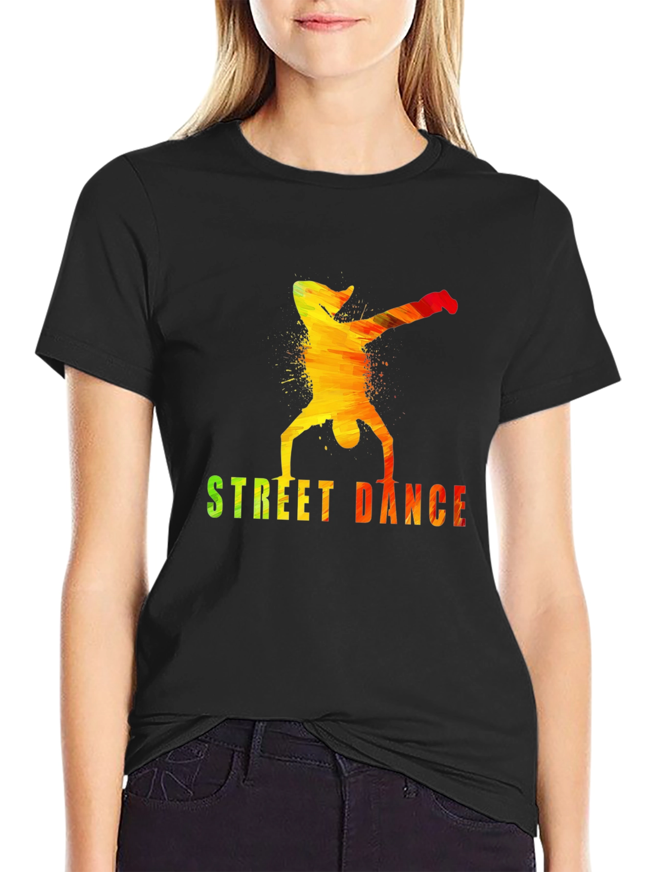 Street Dance Graphic Tee - Stylish Mens Black T-Shirt