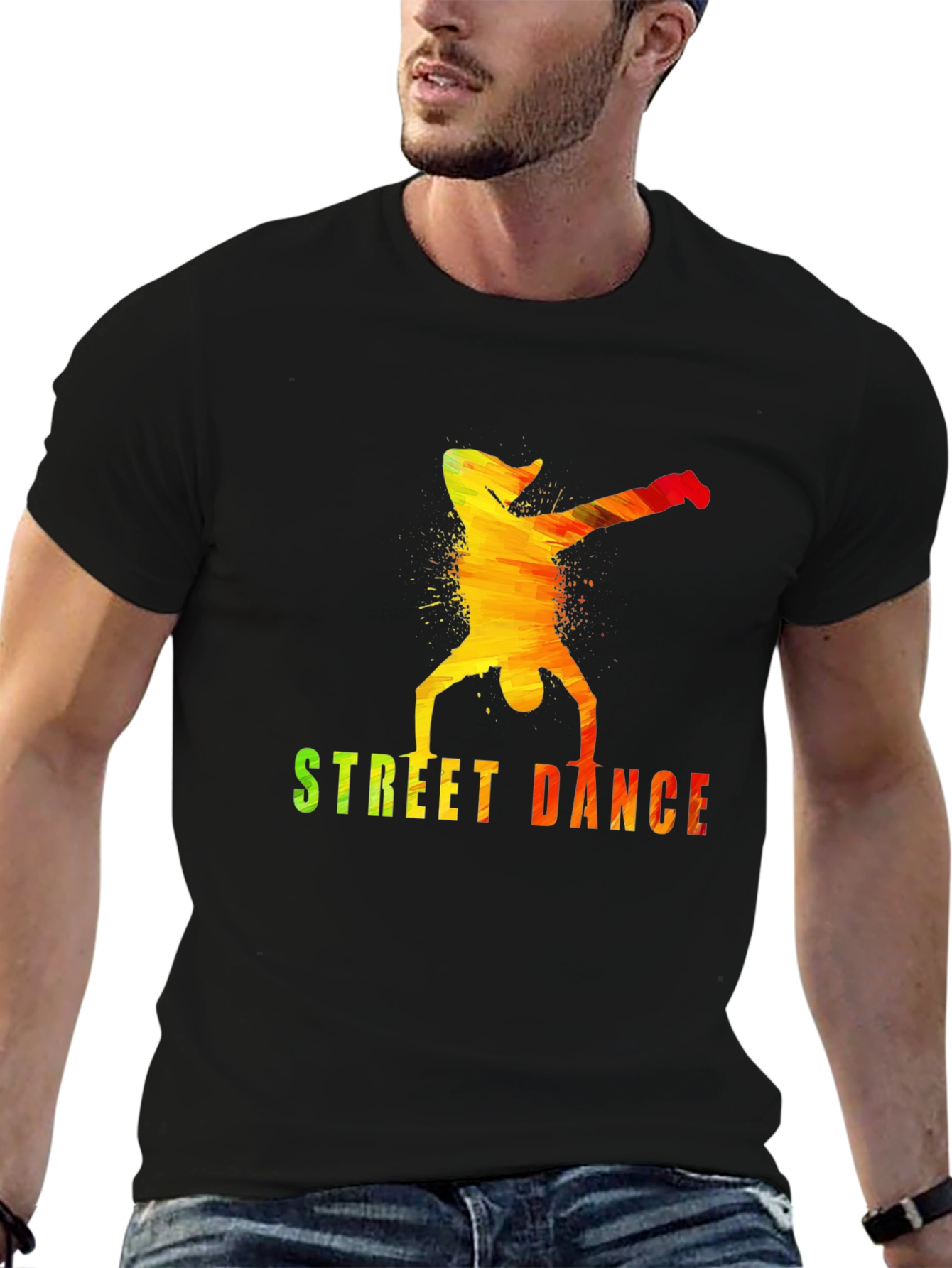 Street Dance Graphic Tee - Stylish Mens Black T-Shirt