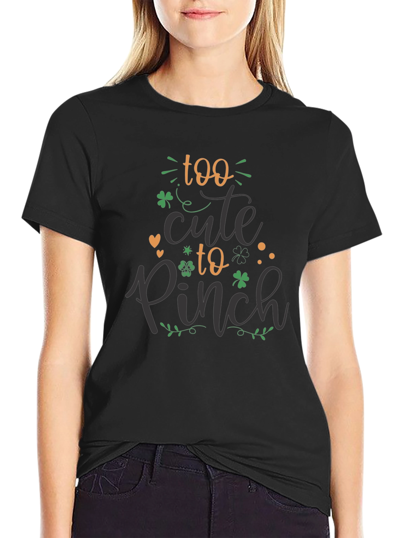 Too Cute to Pinch St. Patricks Day Black T-Shirt
