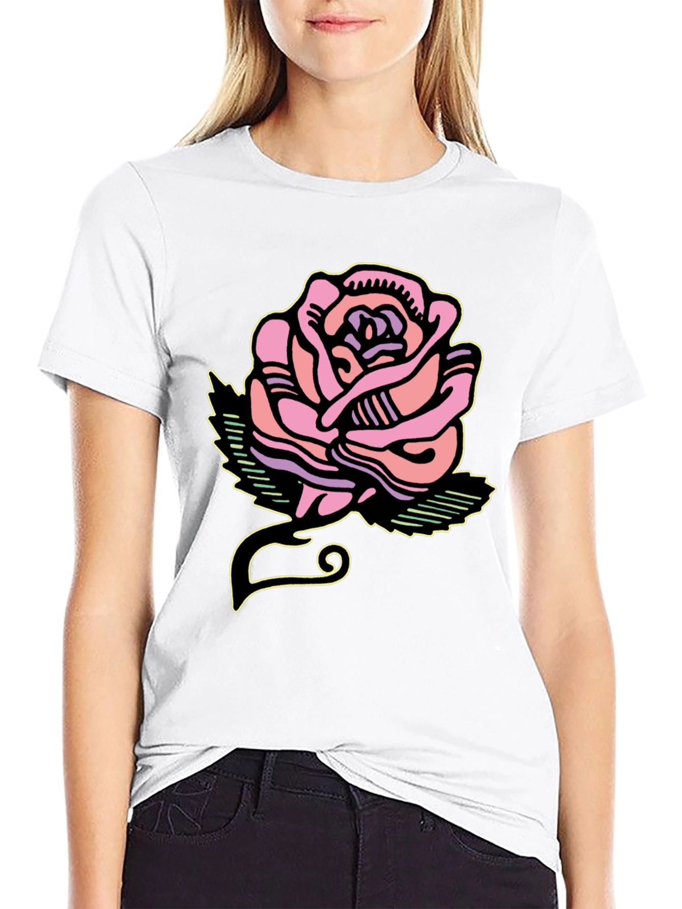 Rose Graphic Tee - Bold Artistic Design