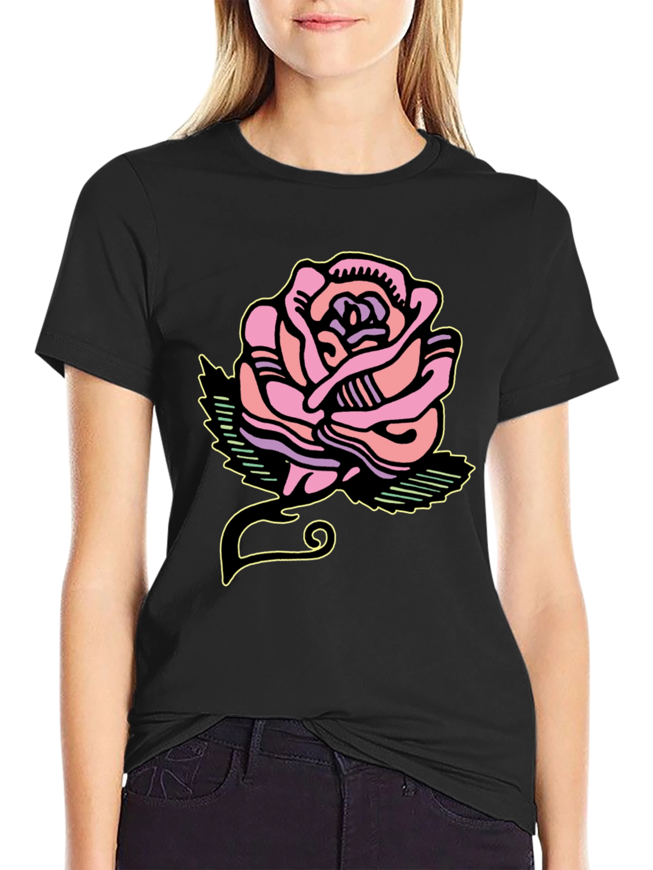 Rose Graphic Tee - Bold Artistic Design