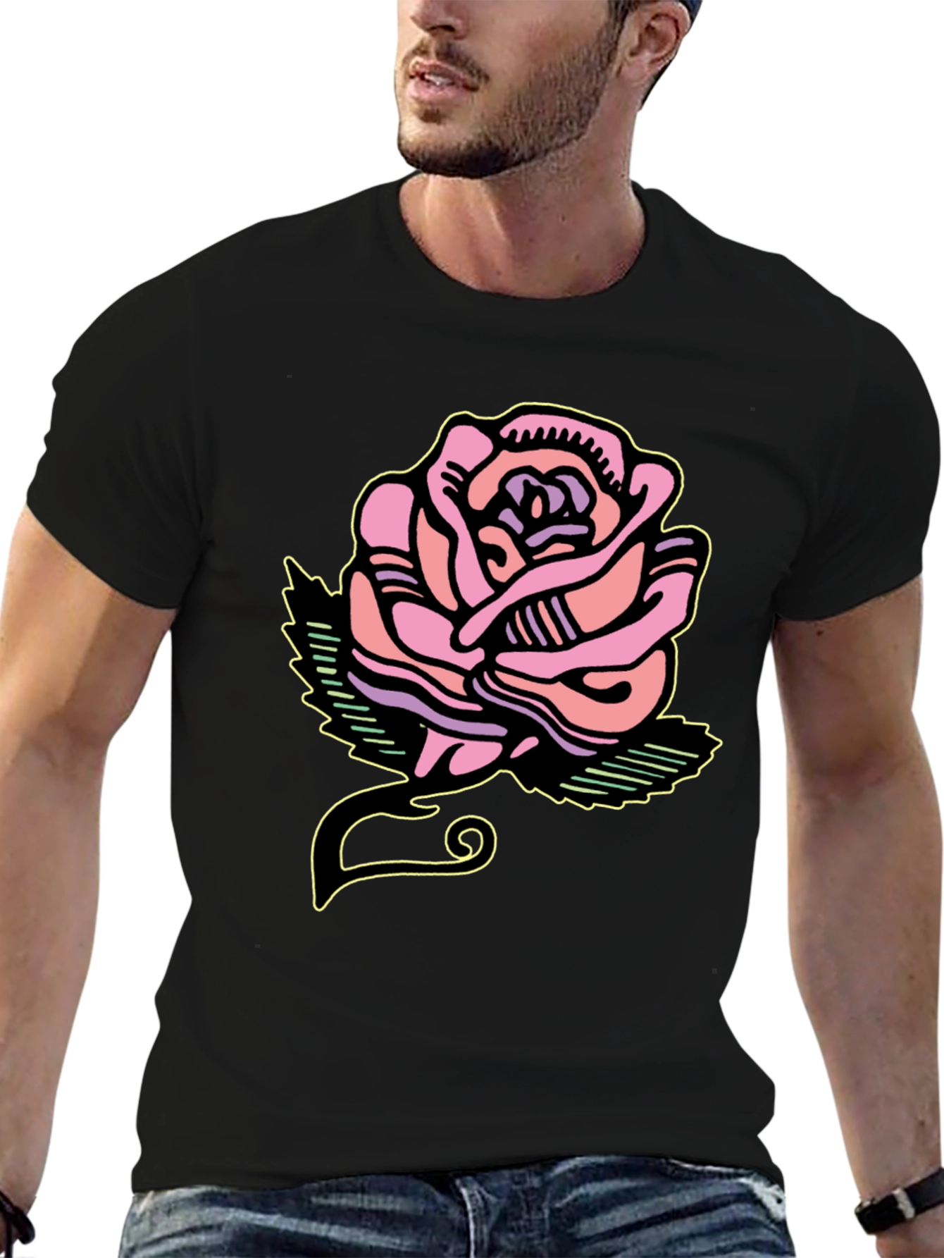 Rose Graphic Tee - Bold Artistic Design
